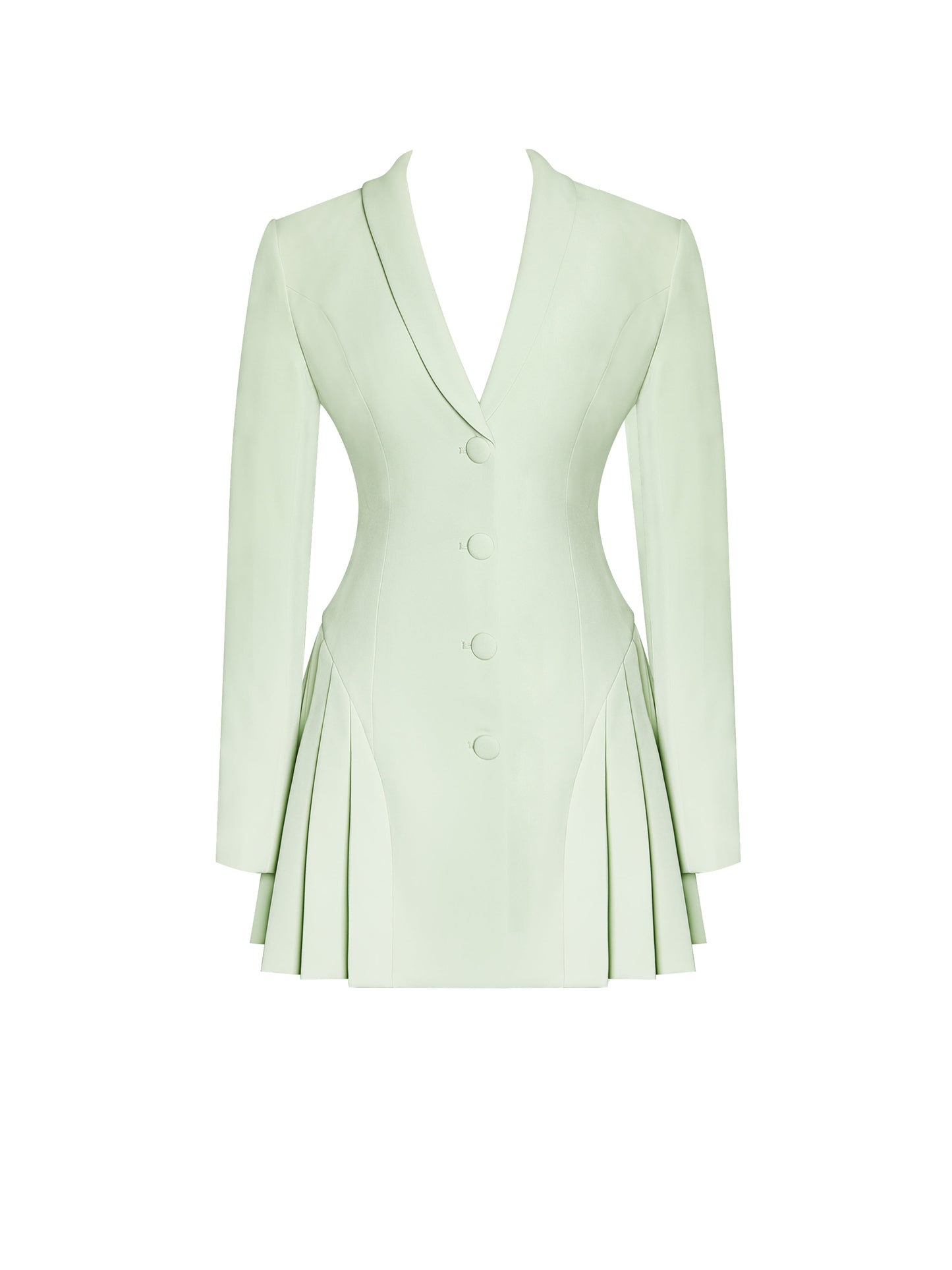 Delia Pistachio Green Blazer Dress with Pleated Detail