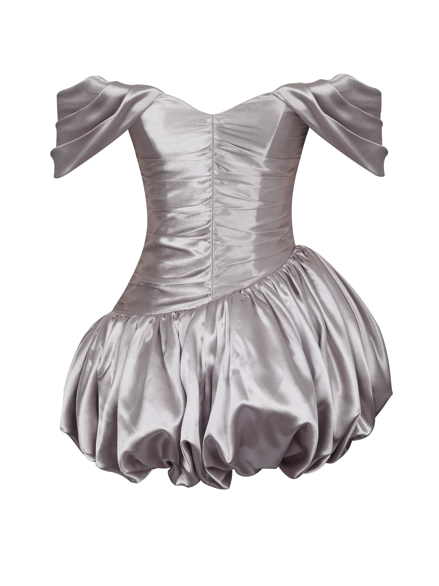 Milena Champagne Ruched Asymmetrical Bubble Mini Dress