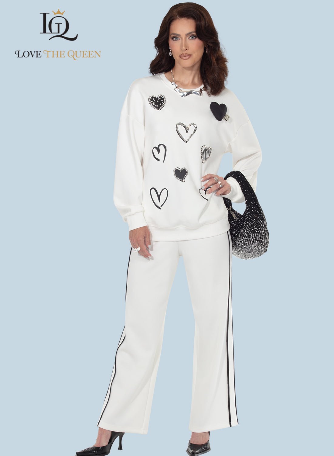 2pc. Top & Pant Set - Love The Queen. Style 17638