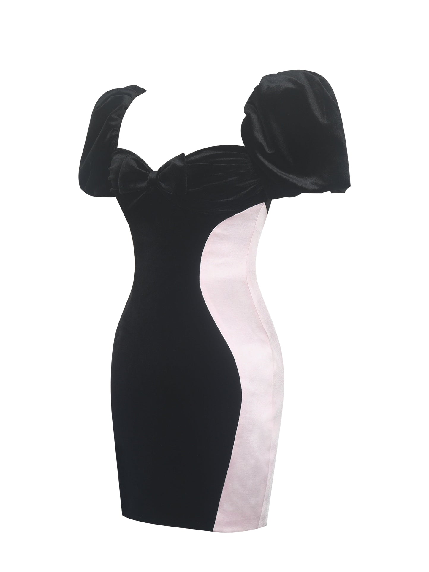 Nova Black Contoured Sweetheart Puff Sleeve Mini Dress