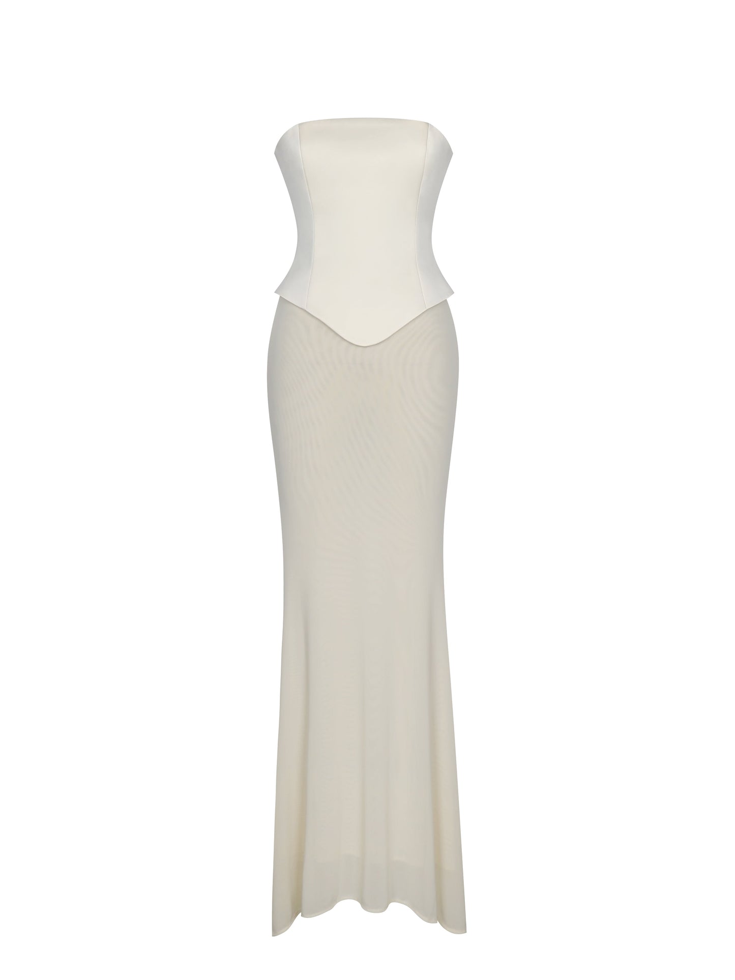 Adelina Butter Yellow Peplum Mermaid Gown with Lace-up Back