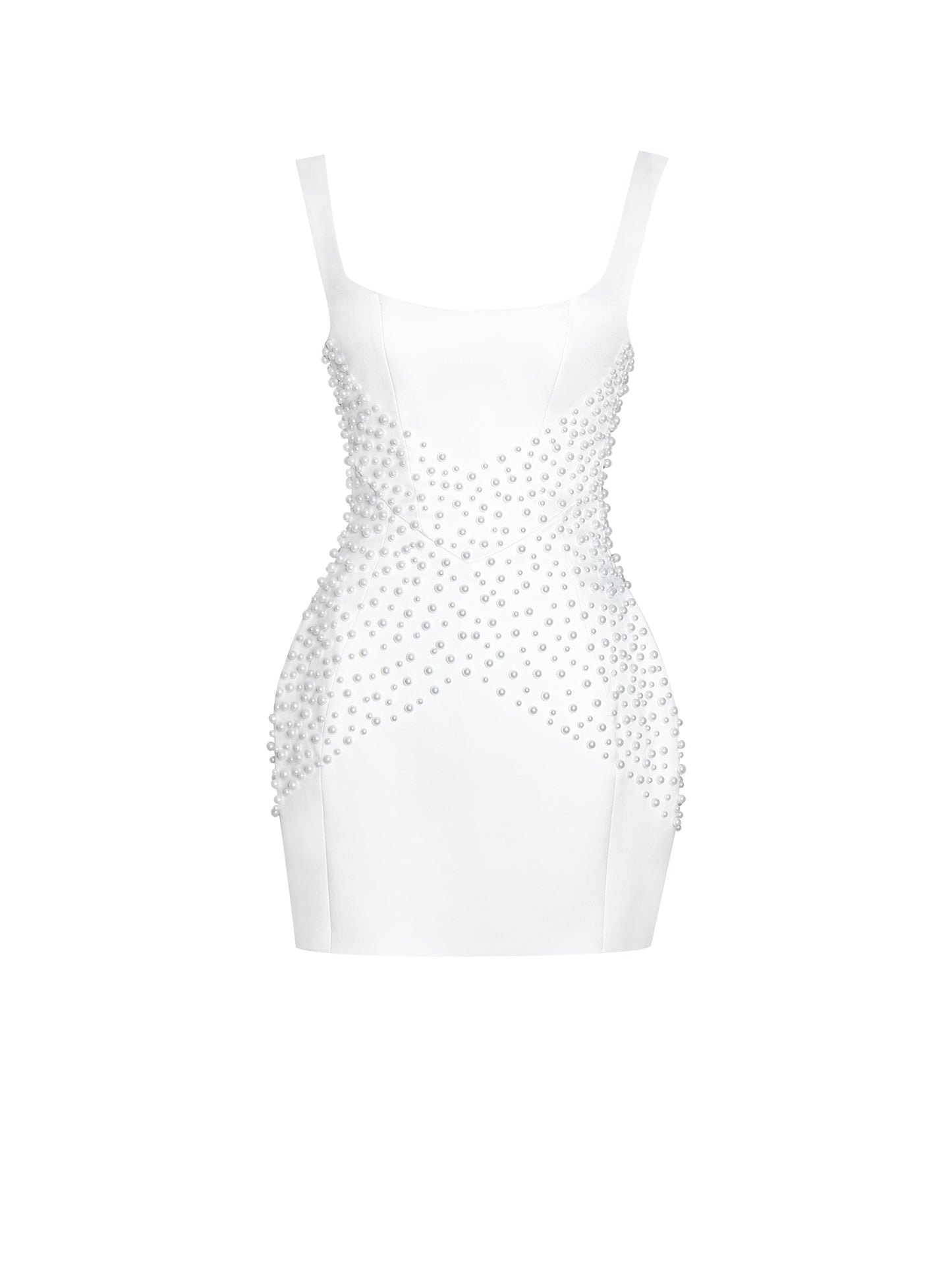 Tais Pearl Beaded Cocoon Shape Sleeveless Mini Dress