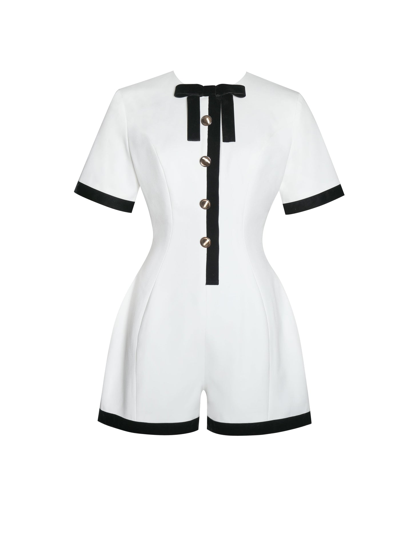 Idina Business Casual White Romper with Black Trim