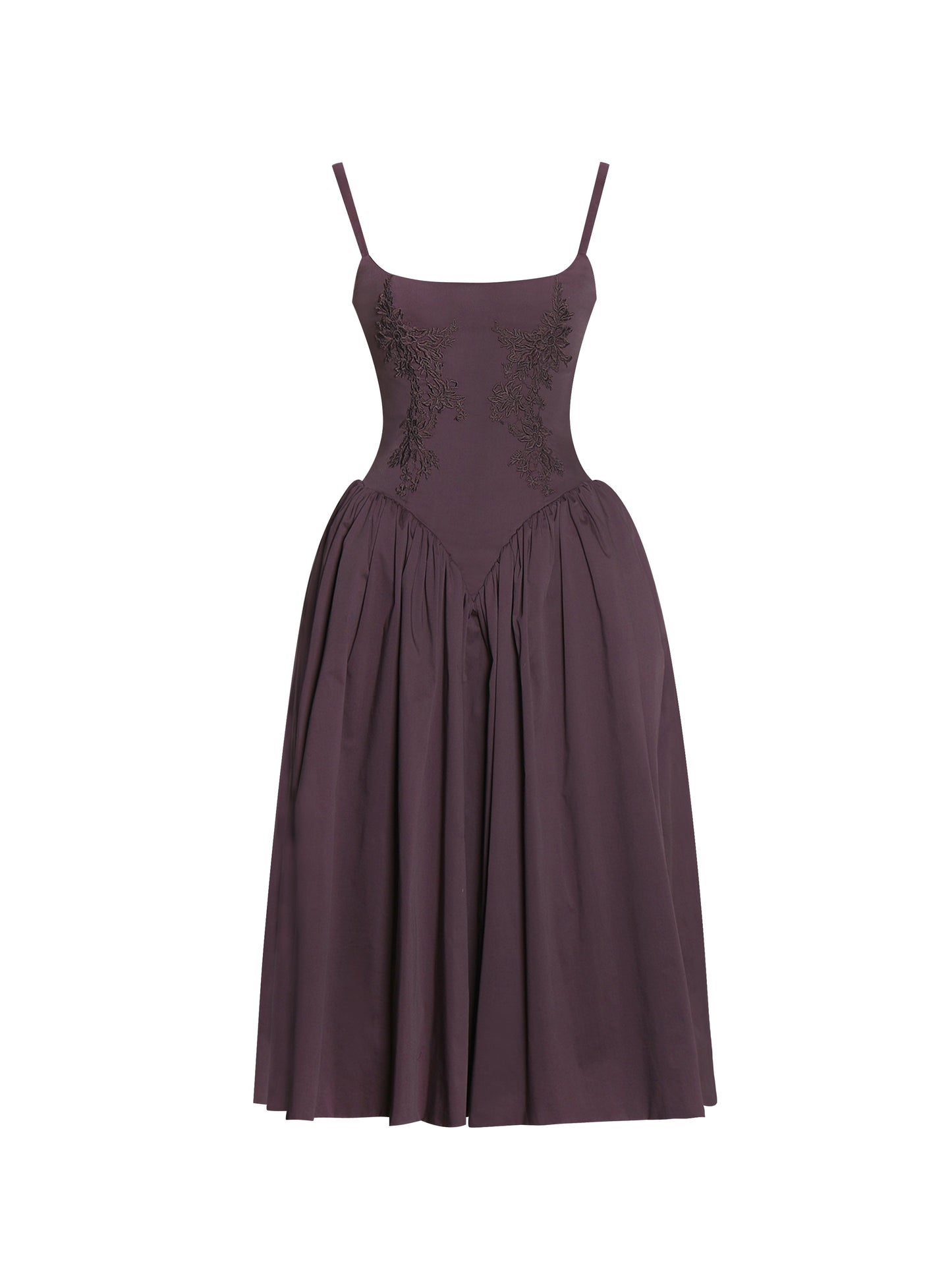Oakleigh Blackberry Purple Cotton Lace-up Back Midi Dress