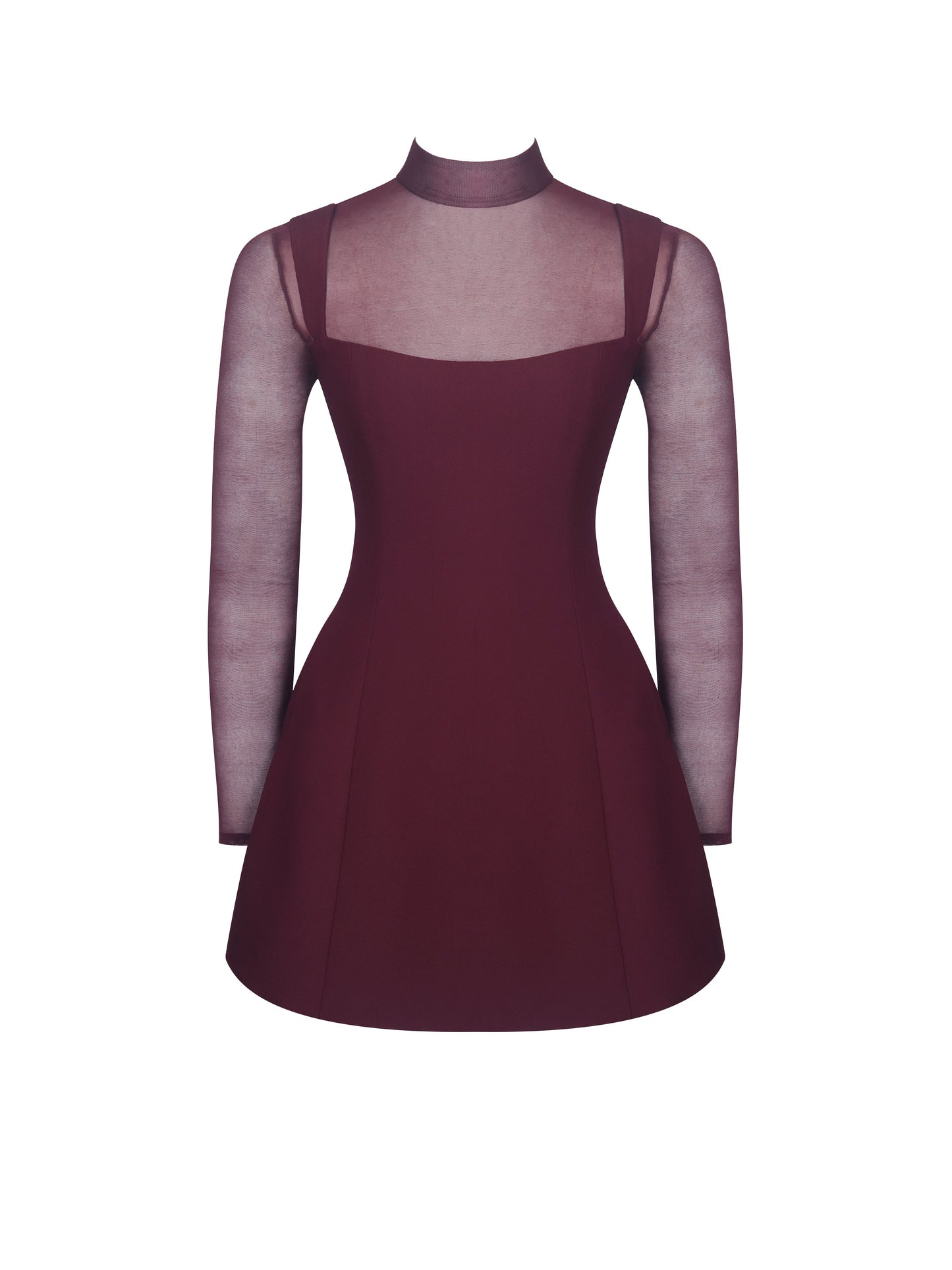 Natasha Burgundy Faux Two-Piece Turtleneck Mini Dress