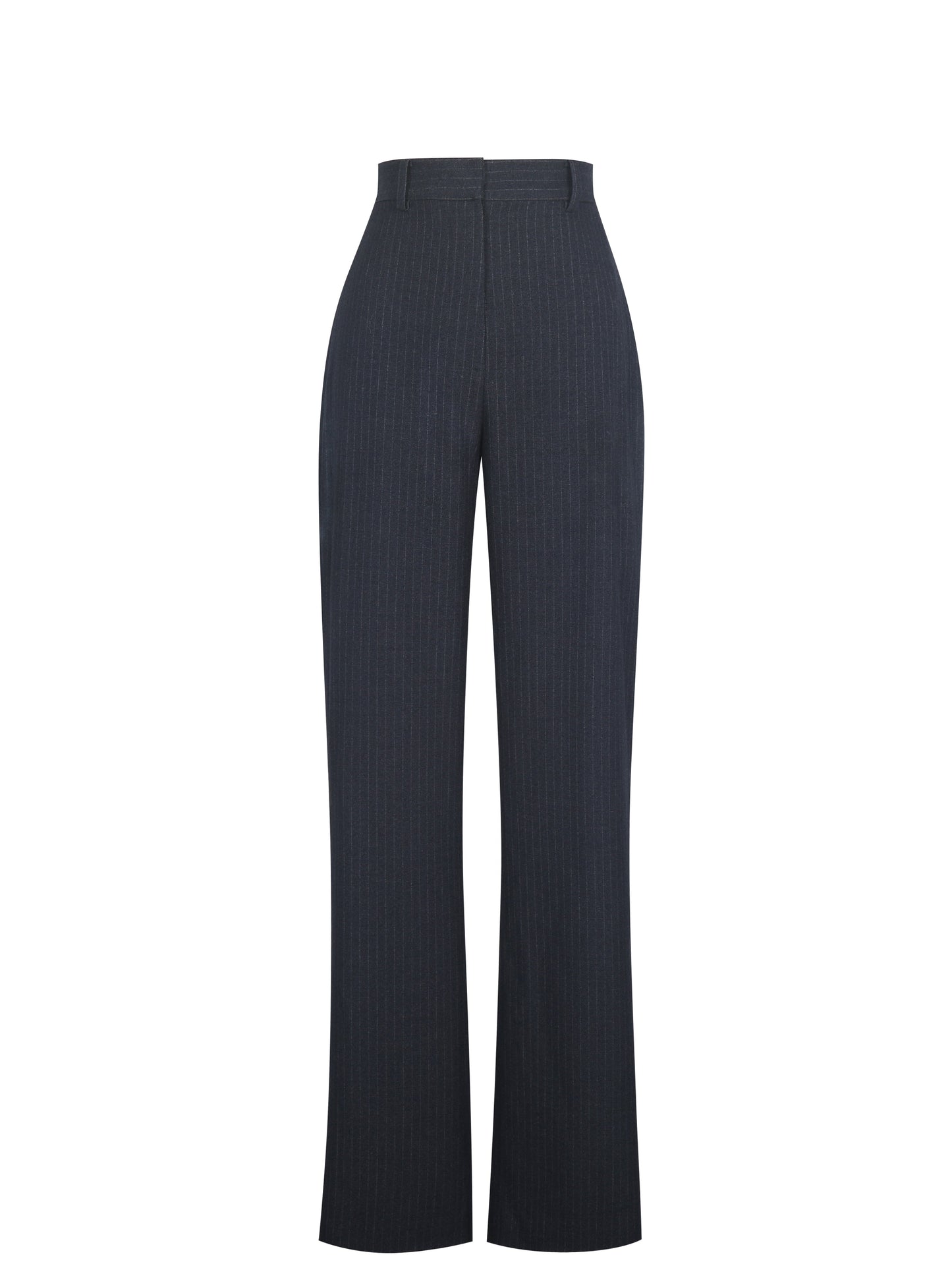 Quinnie Navy Striped High-Waisted Straight Leg Pants