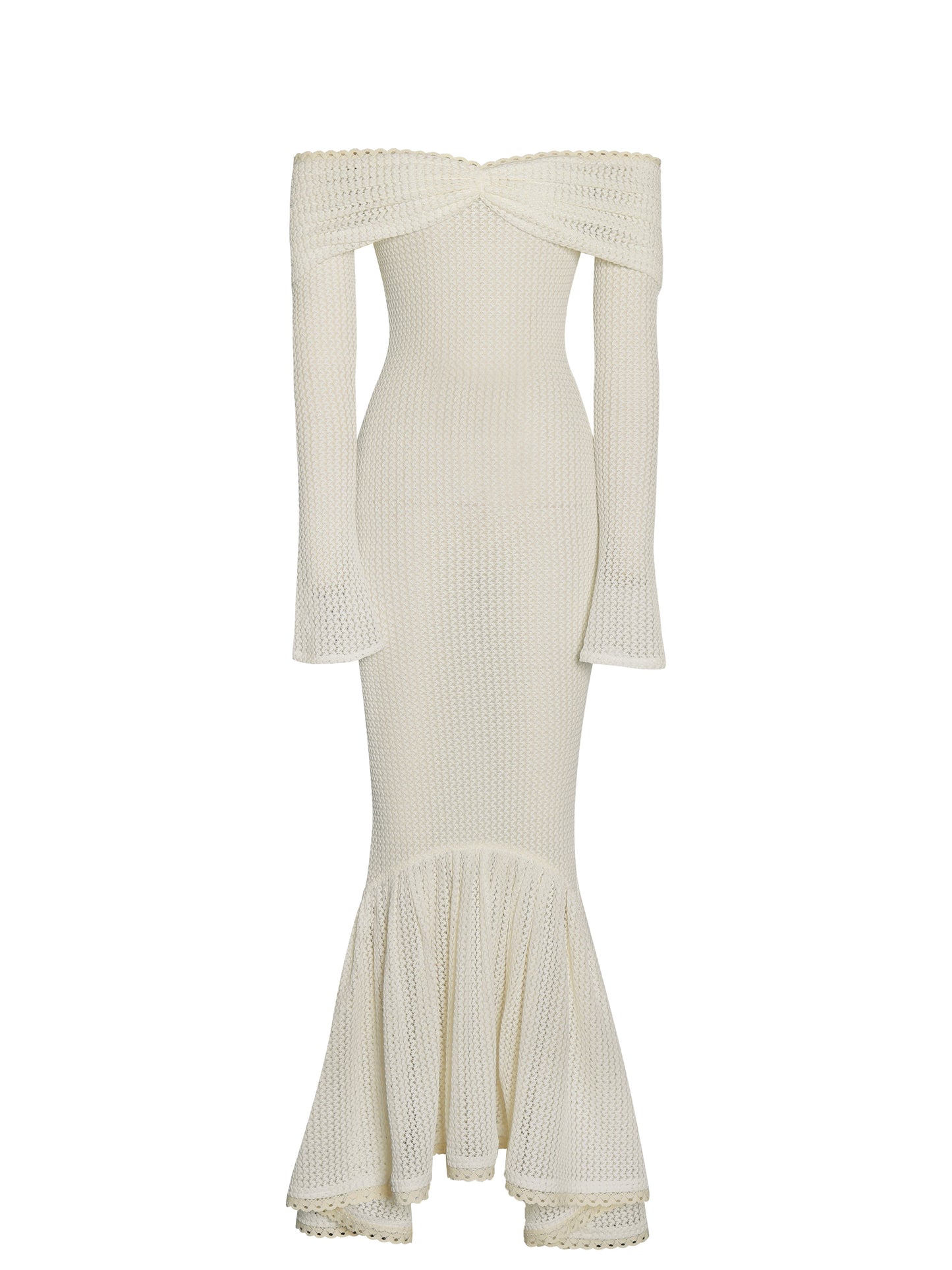 Kaedyn Off Shoulder Long Sleeve Crochet Mermaid Maxi Dress