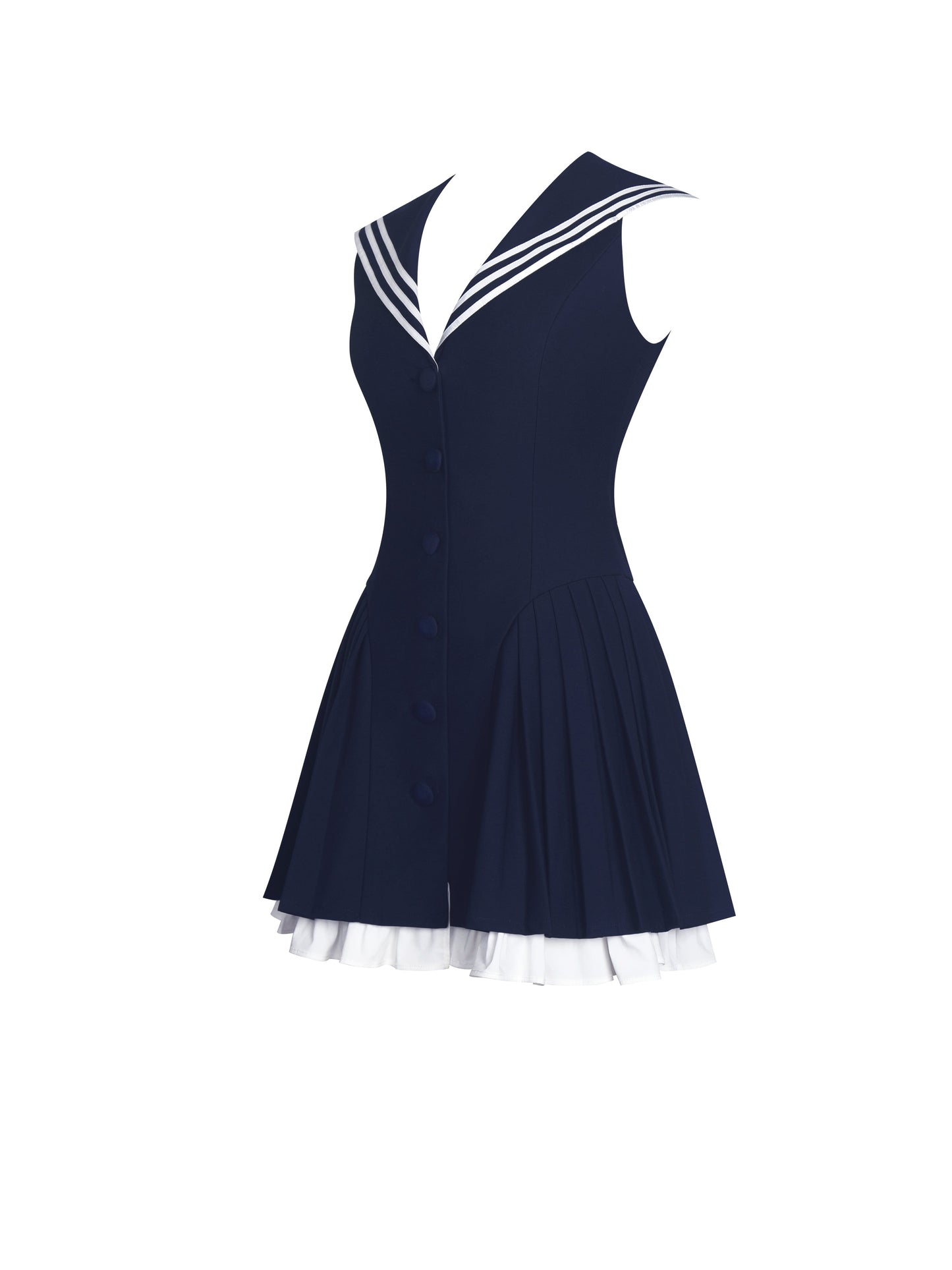 Calliope Navy Sailor Pleated Mini Dress