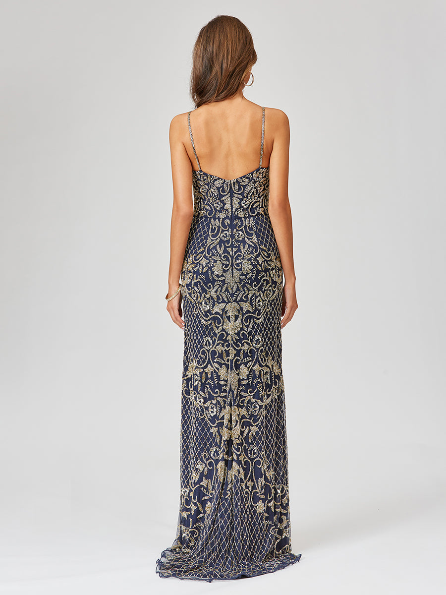 Beaded Tank Dress with Slit - OUTLET