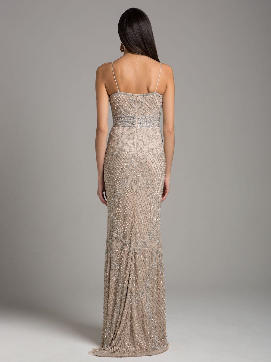 Body Con V-neck Beaded Dress - Lara 29904