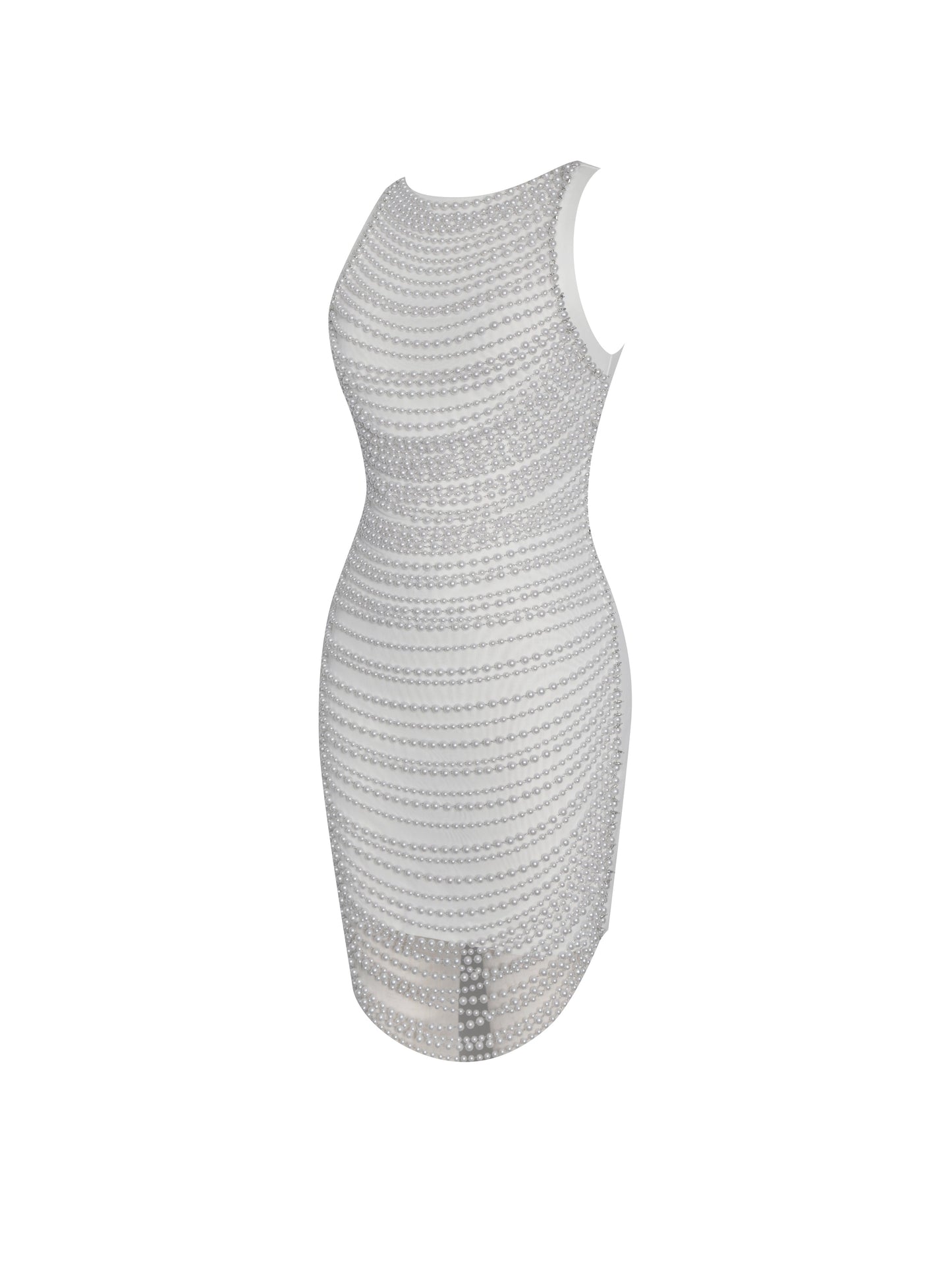 Iliana White Pearl Chain Embellished Midi Dress