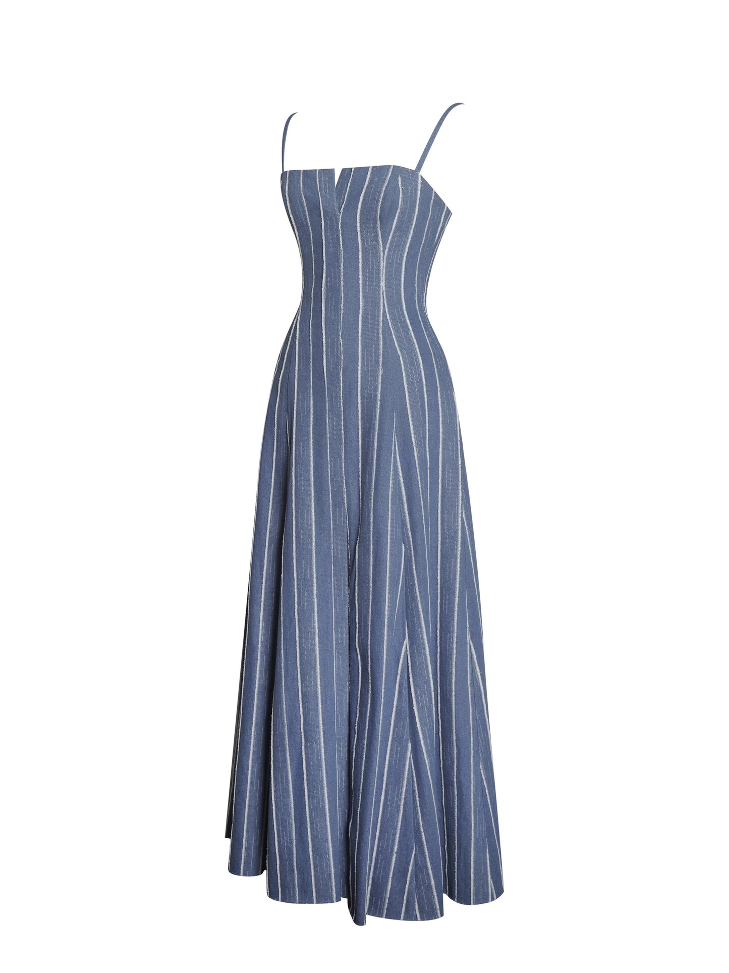 Abygail Stripe Cotton Denim Maxi Dress