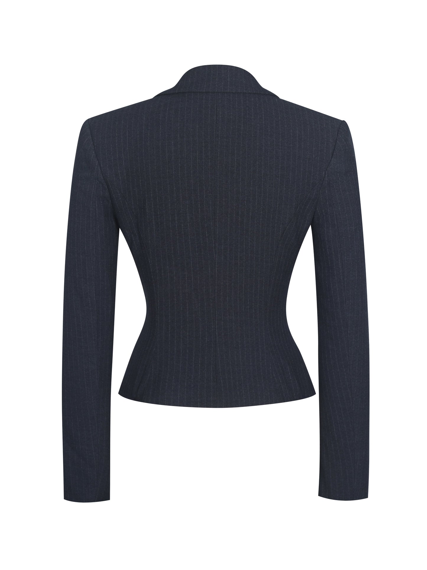 Quinne Navy Striped Single-Breasted Peplum Blazer