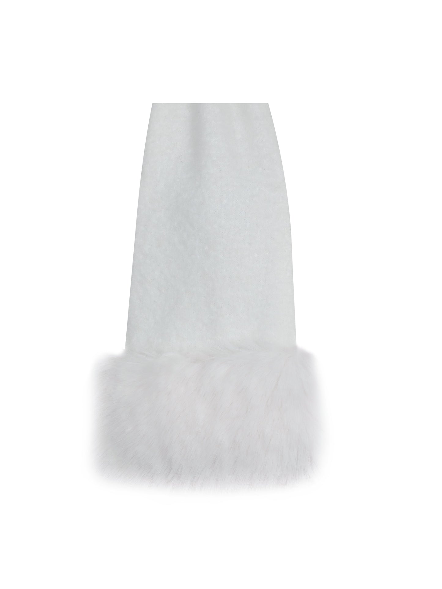 Selma White Wool-Blend Ribbed Knit Scarf