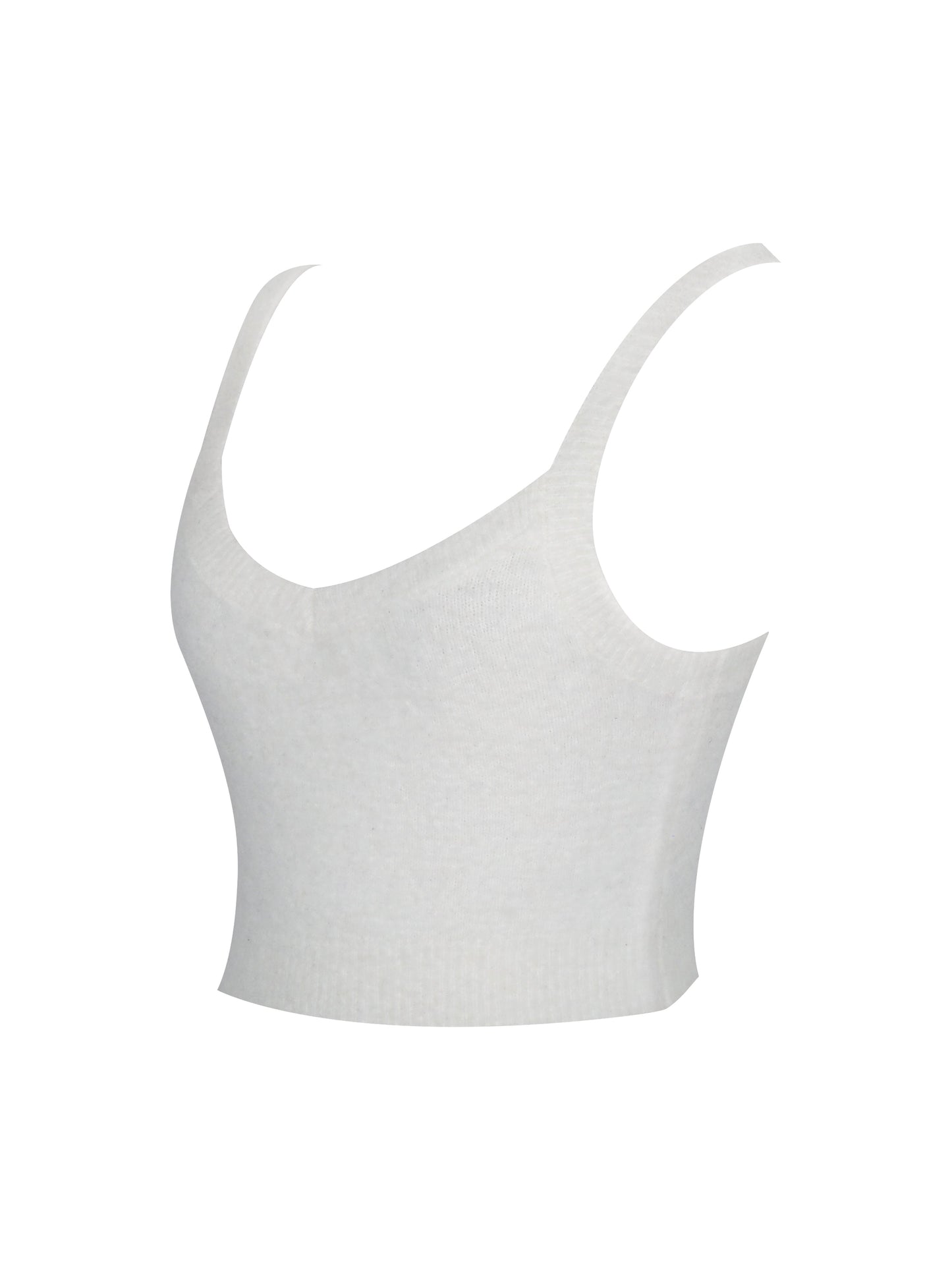 Selene White Wool-Blend Ribbed Knit V-Neck Top