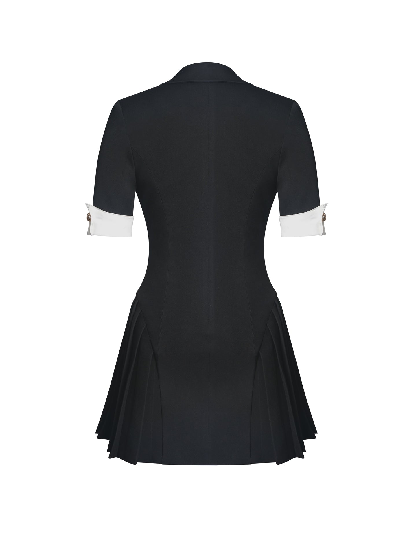 Ilitha Black Woven Crepe Pleated Mini Blazer Dress