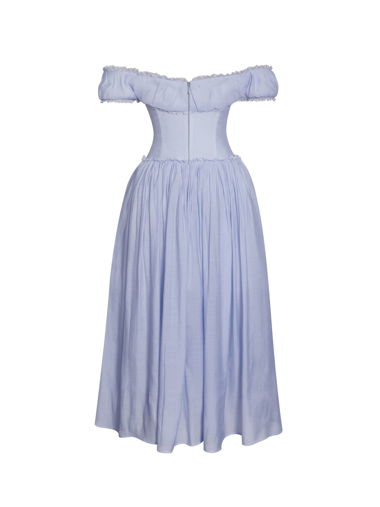 Xavy Baby Blue Off Shoulder Corset Midi Dress