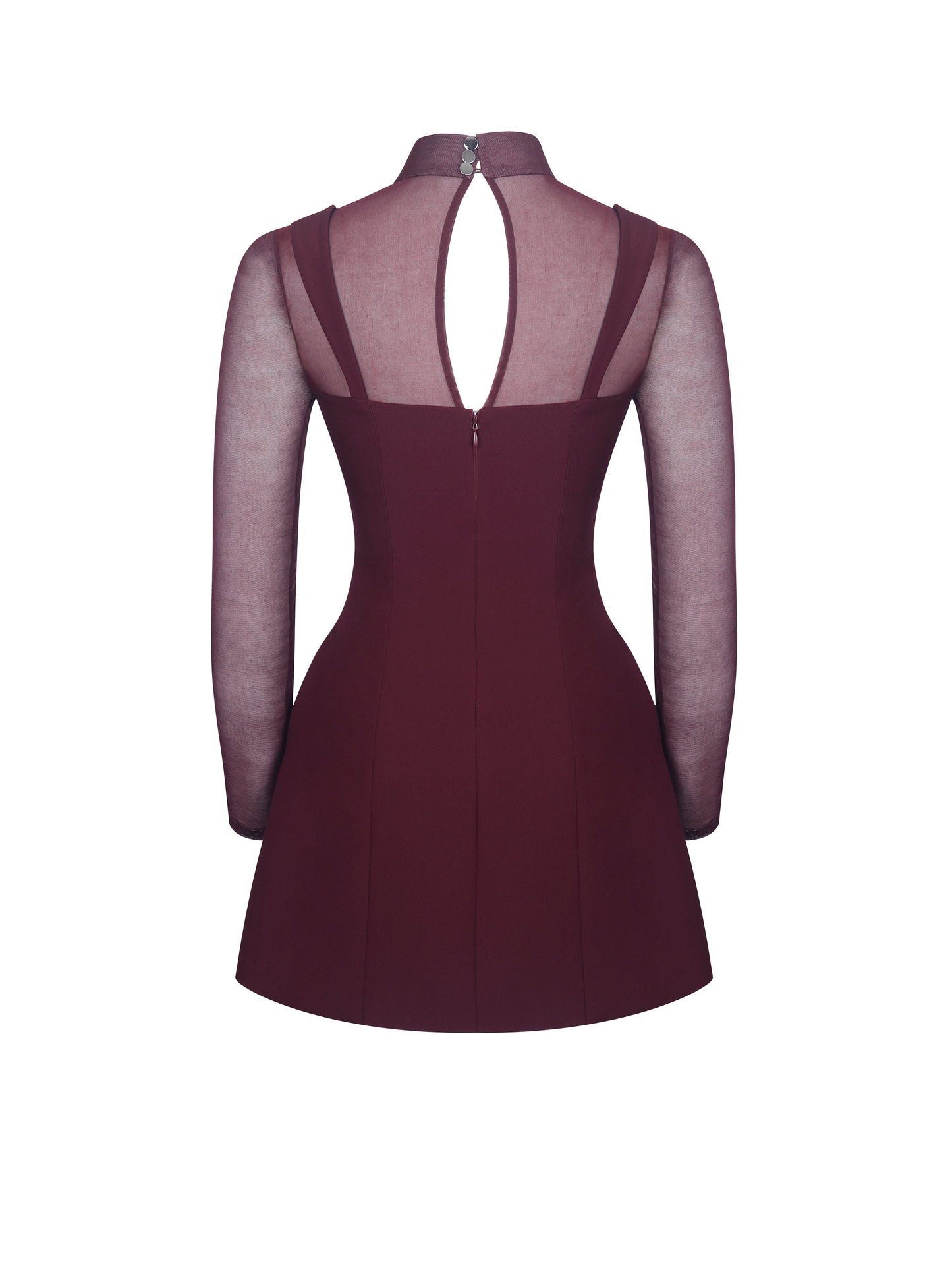 Natasha Burgundy Faux Two-Piece Turtleneck Mini Dress