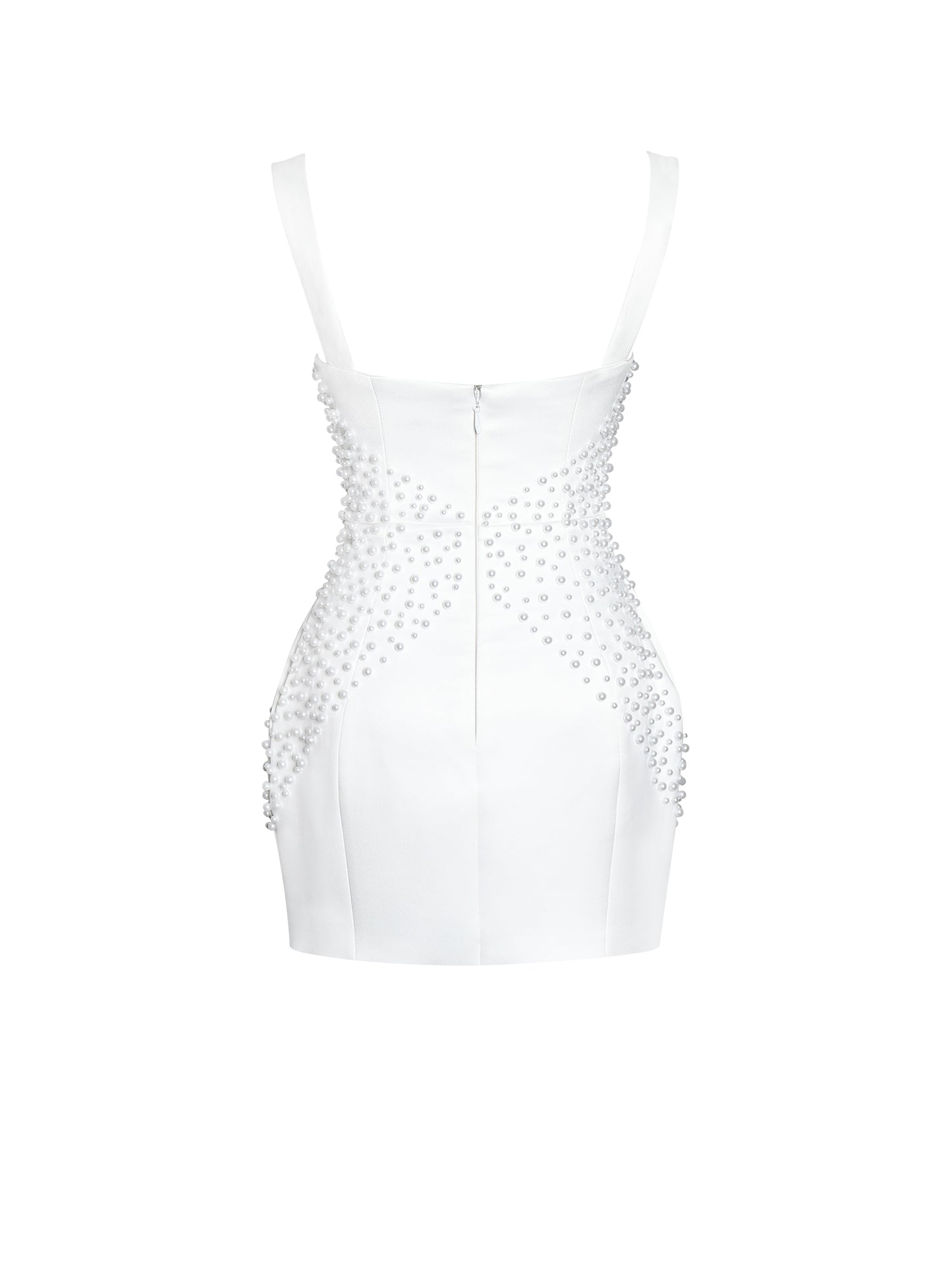 Tais Pearl Beaded Cocoon Shape Sleeveless Mini Dress
