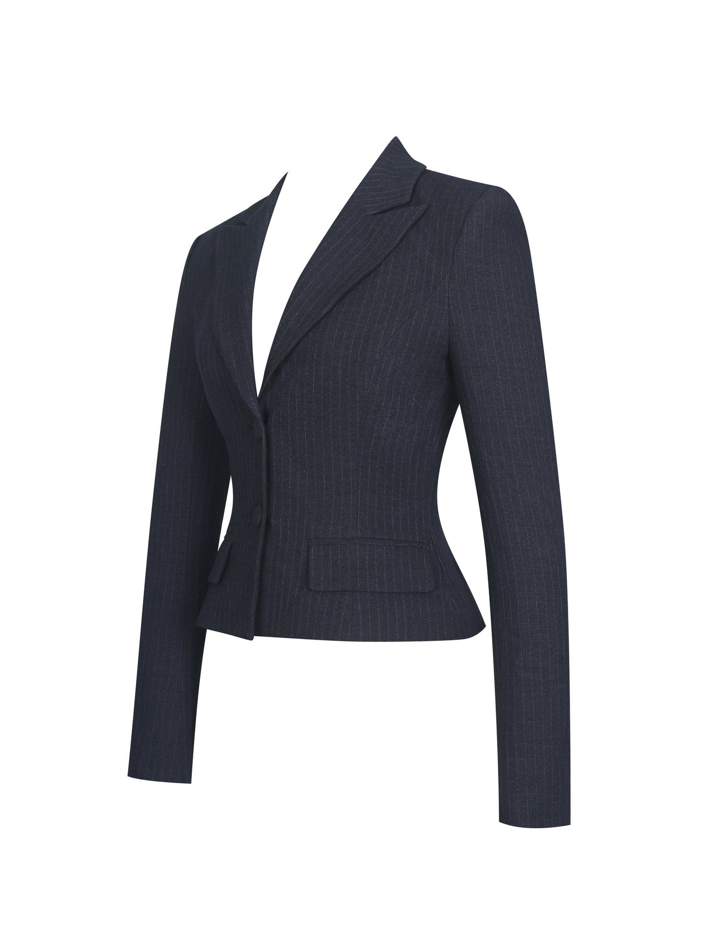 Quinne Navy Striped Single-Breasted Peplum Blazer