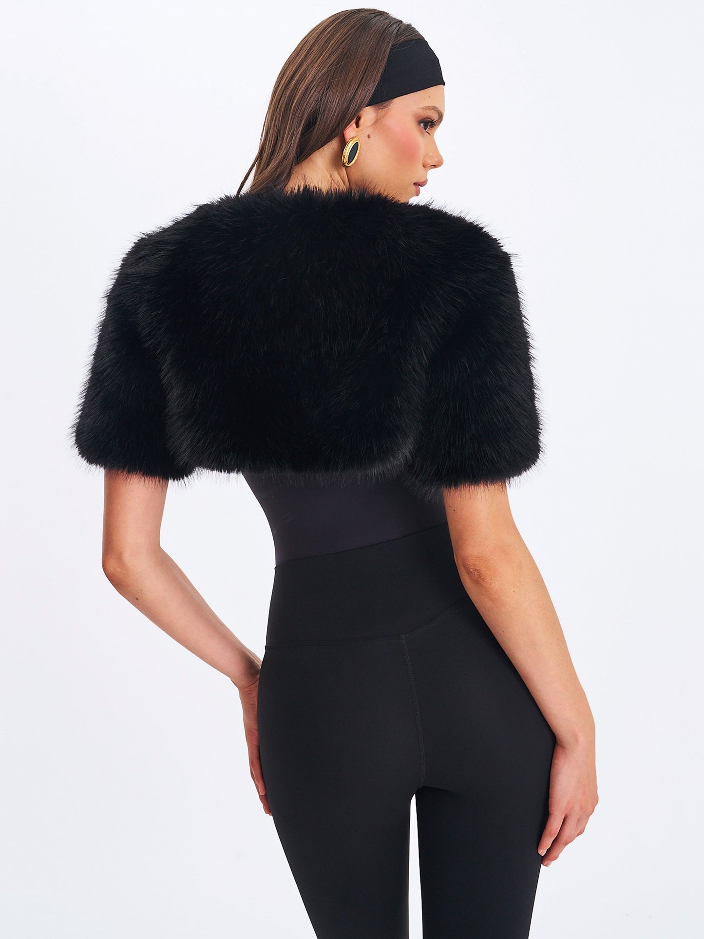 Kori Black Faux Fur Micro Bolero
