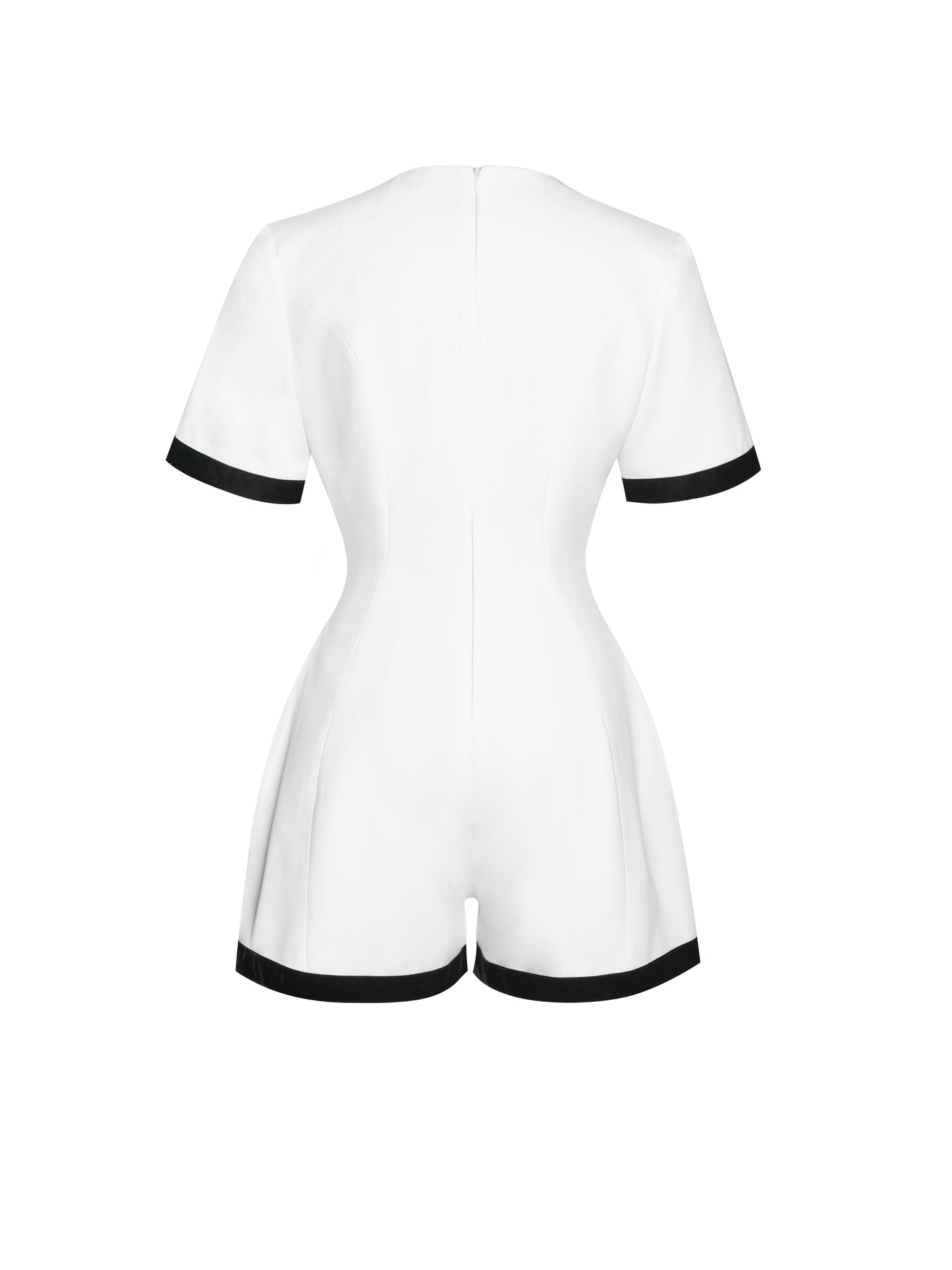 Idina Business Casual White Romper with Black Trim
