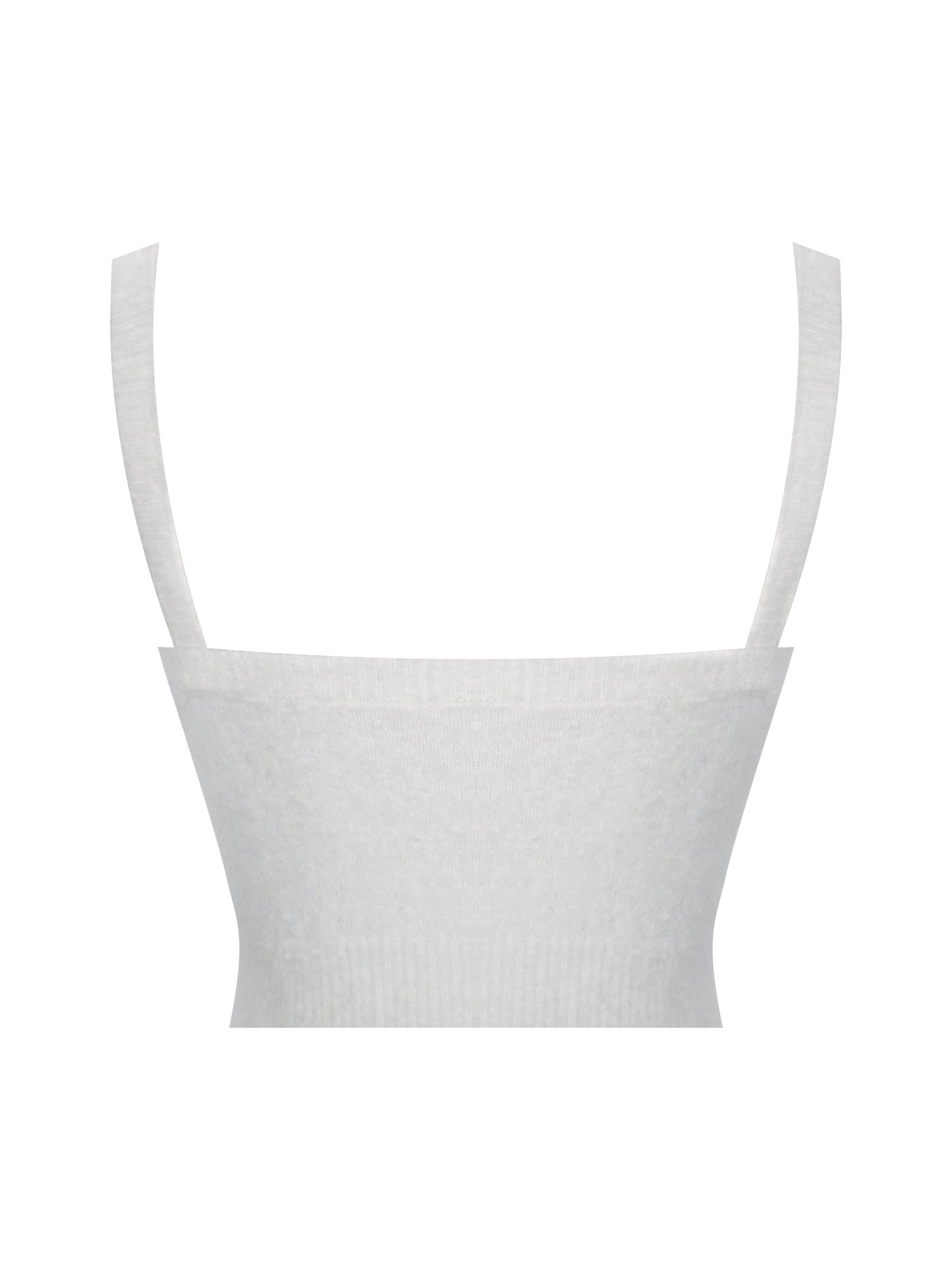 Selene White Wool-Blend Ribbed Knit V-Neck Top