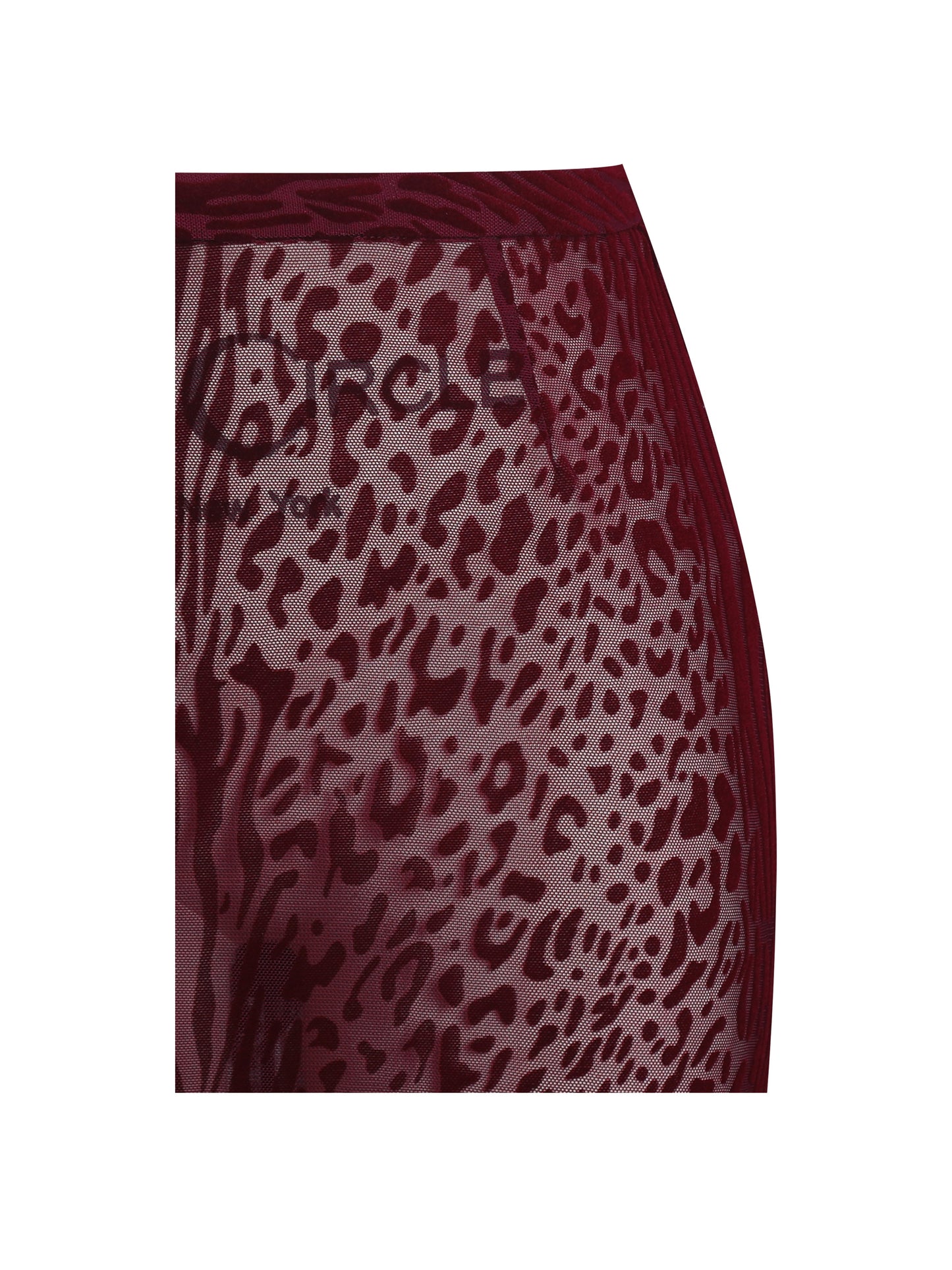 Halia Burgundy Animal Print Burnout Velvet Fur Trim Skirt