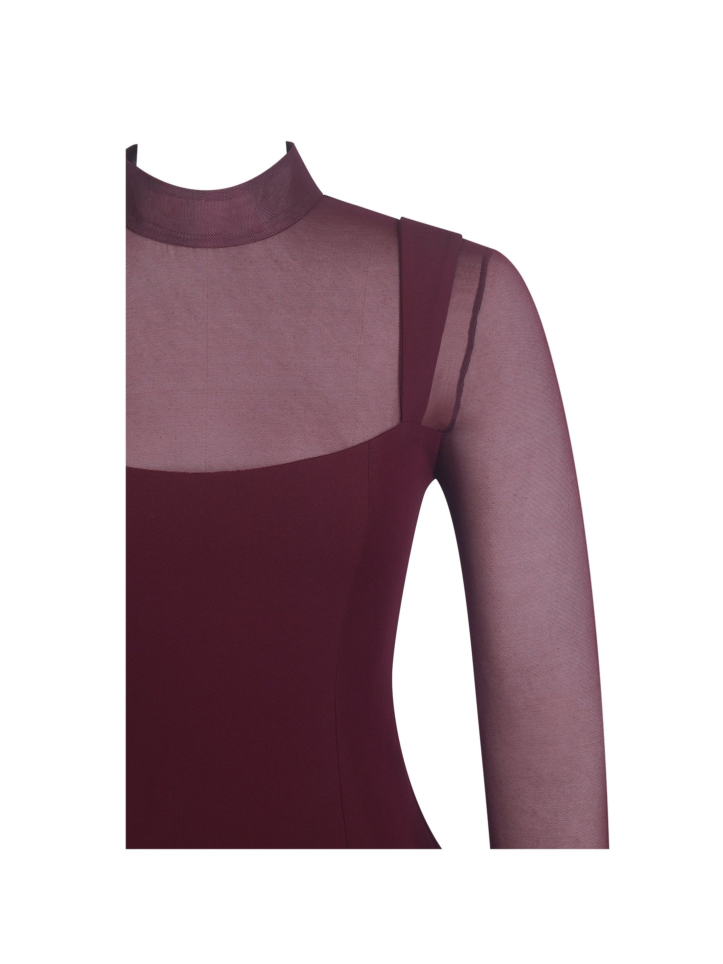 Natasha Burgundy Faux Two-Piece Turtleneck Mini Dress