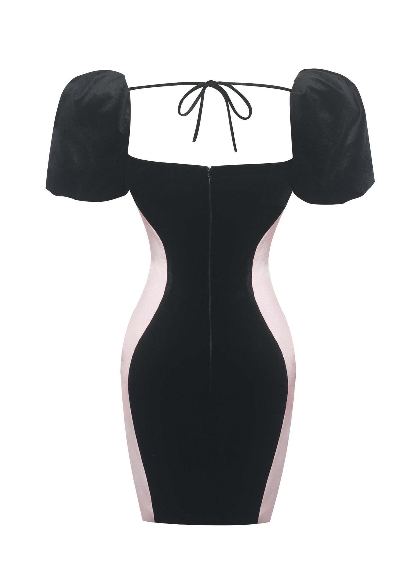 Nova Black Contoured Sweetheart Puff Sleeve Mini Dress