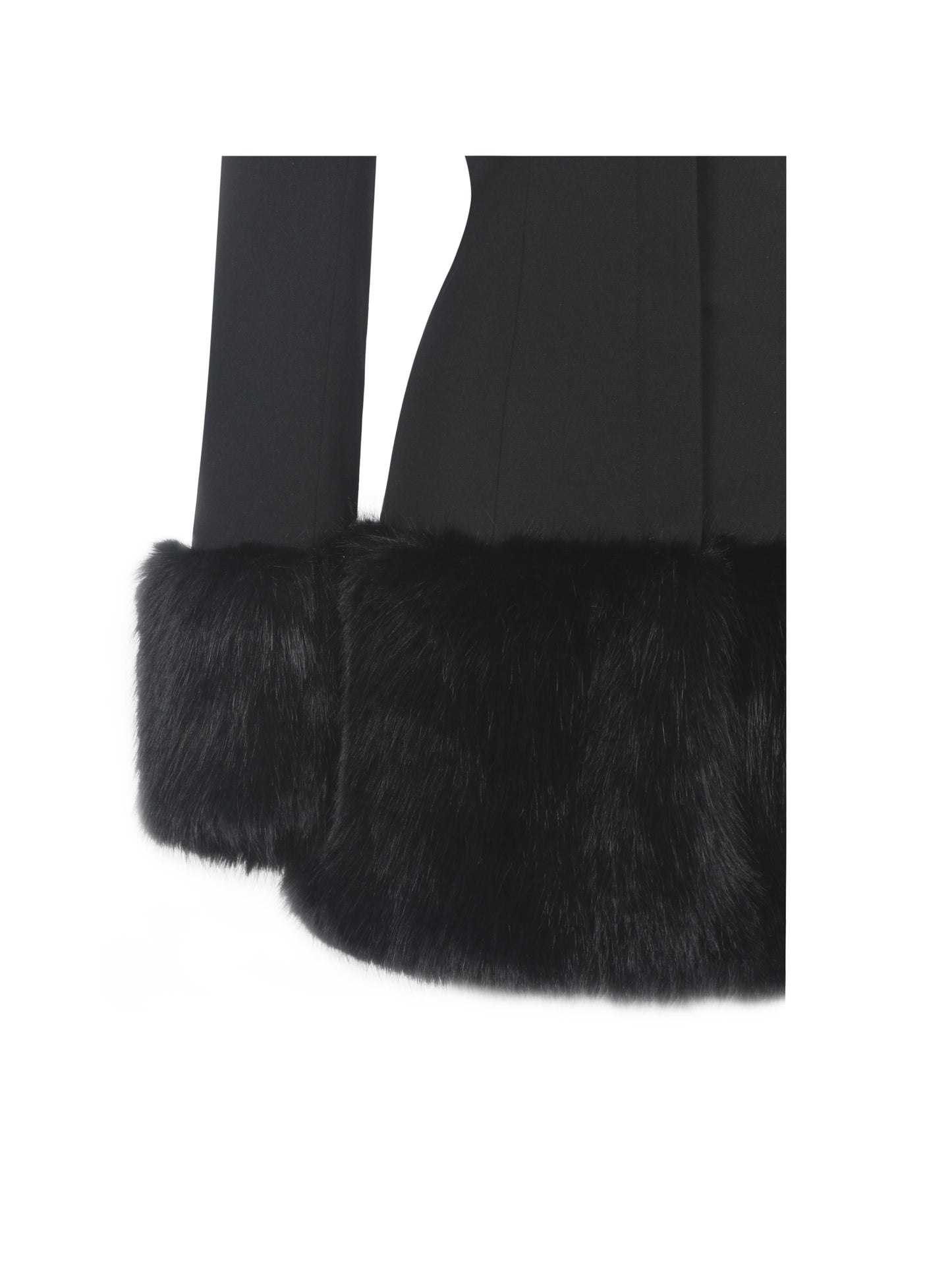 Wenona Black Fur Trimmed V-Neck Mini Blazer Dress