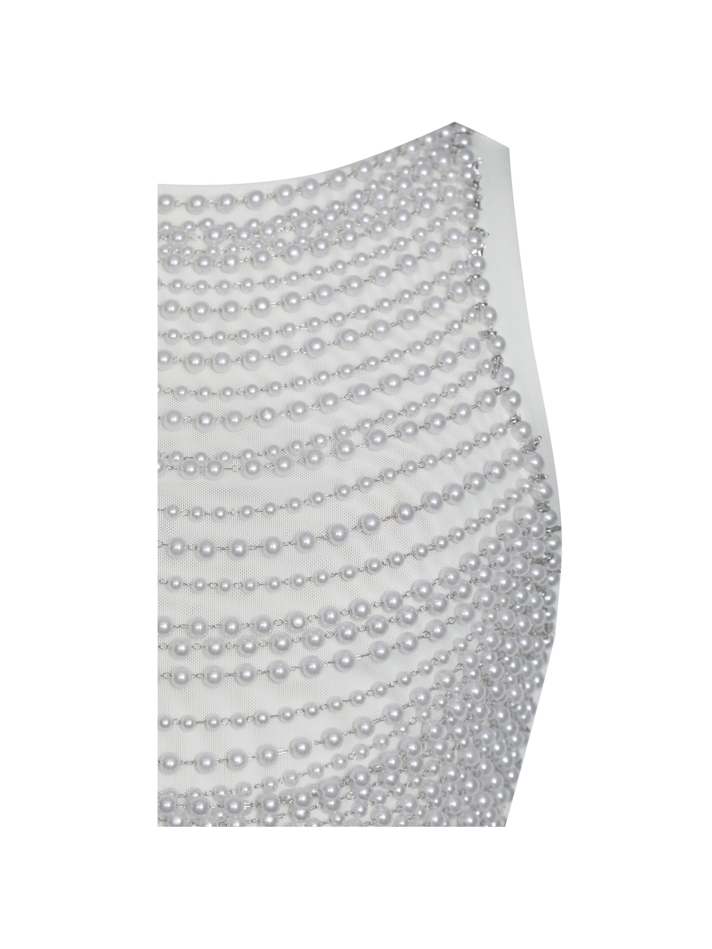 Iliana White Pearl Chain Embellished Midi Dress