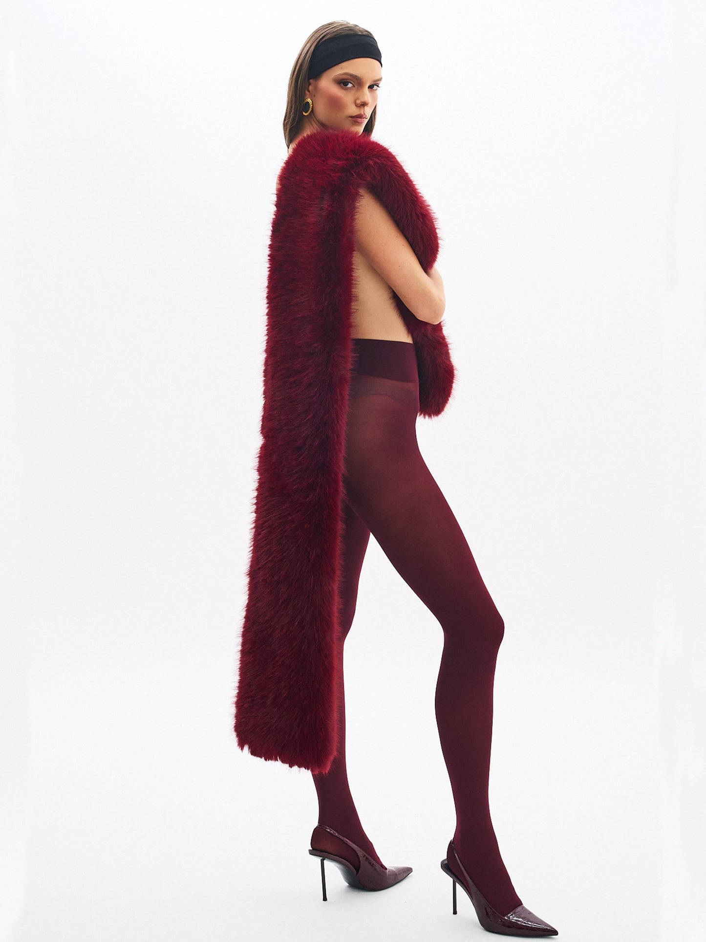Jazmin Burgundy Multi-wear Faux Fur Scarf