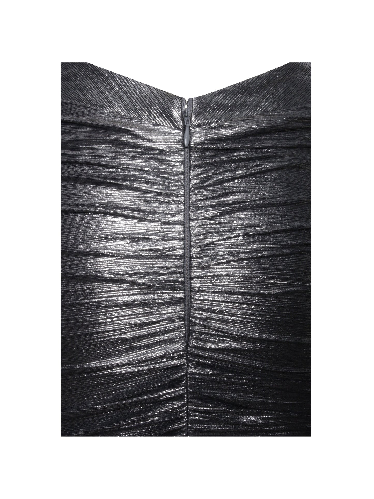 Abril Ruched Silver Glitter Backless Gown