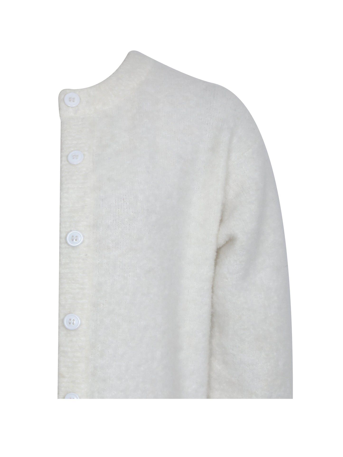 Orla White Wool-Blend Ribbed Knit Cardigan