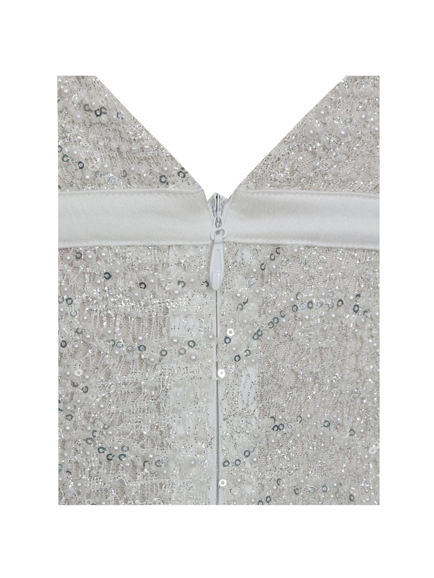 Adelaide White Beaded Sequin Net Bodycon Gown