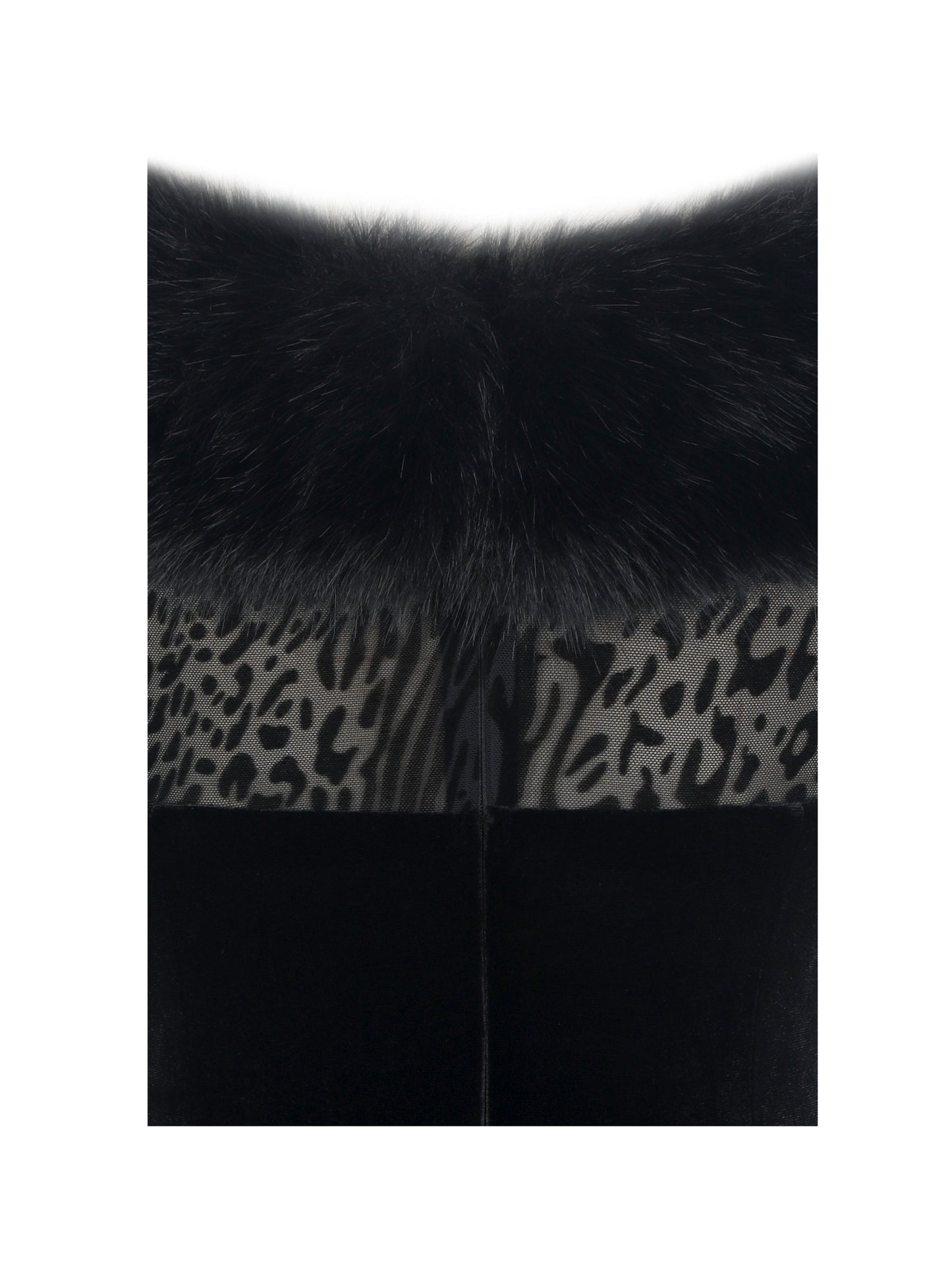 Alexis Black Velvet Animal Print Fur Boatneck Maxi Dress