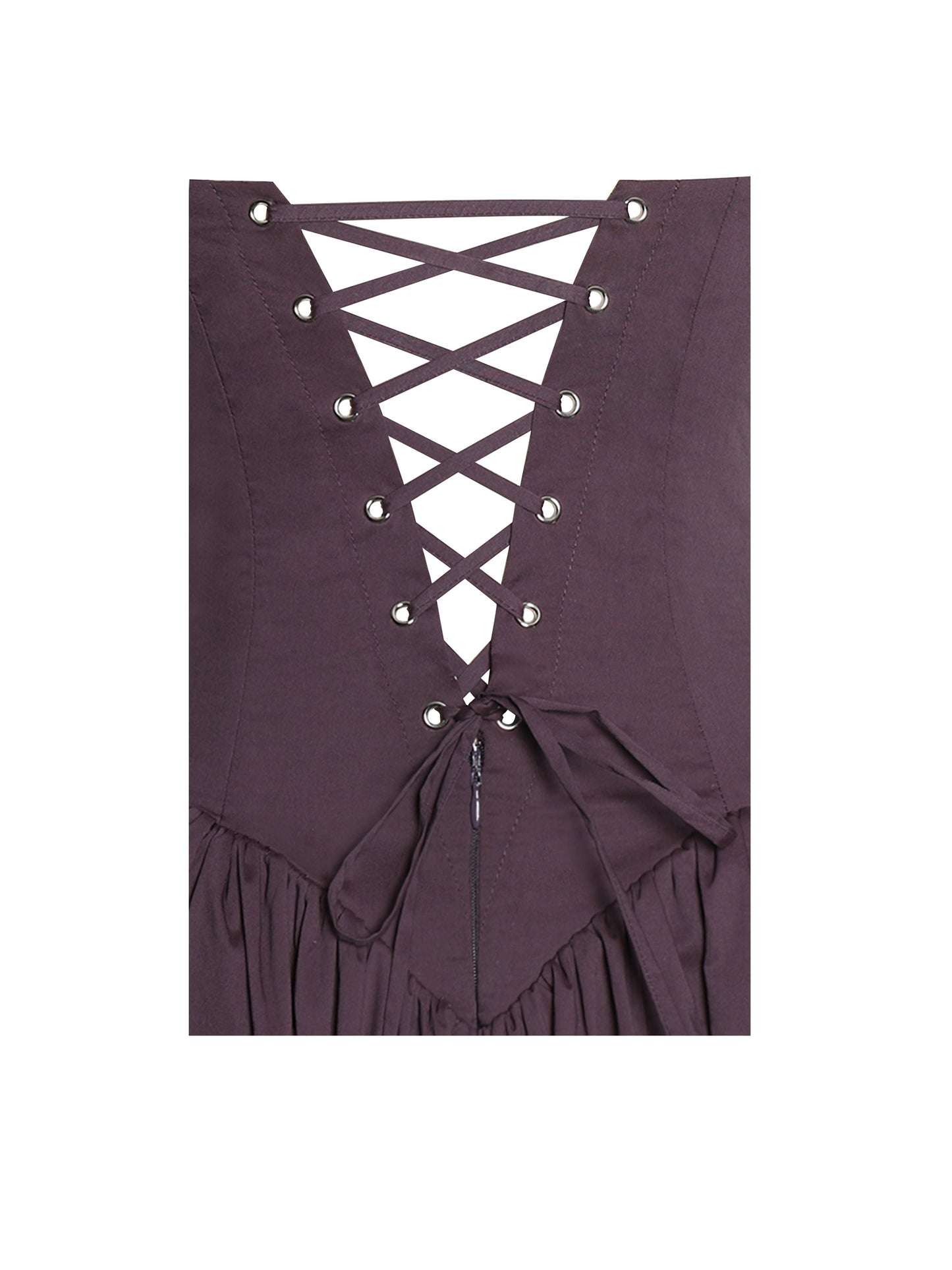 Oakleigh Blackberry Purple Cotton Lace-up Back Midi Dress