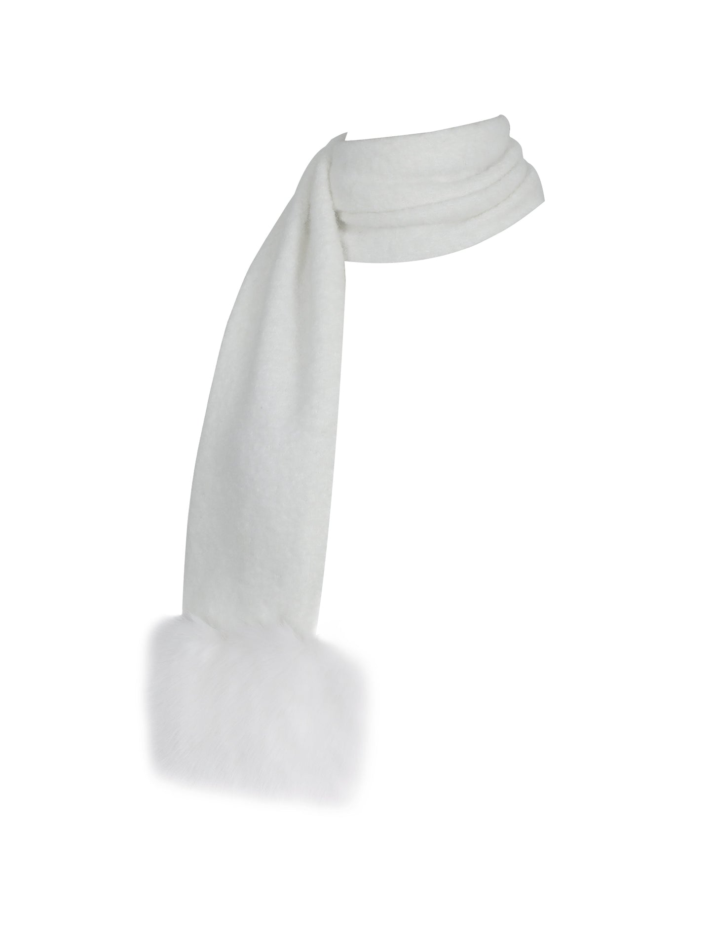 Selma White Wool-Blend Ribbed Knit Scarf