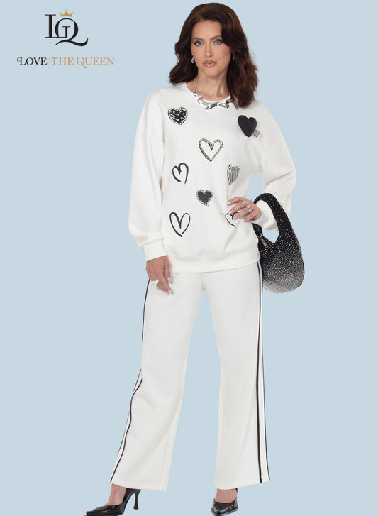 2pc. Top & Pant Set - Love The Queen. Style 17638