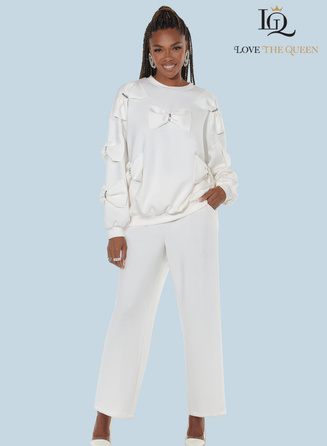 2pc. Top & Pant Set - Love The Queen. Style 17639