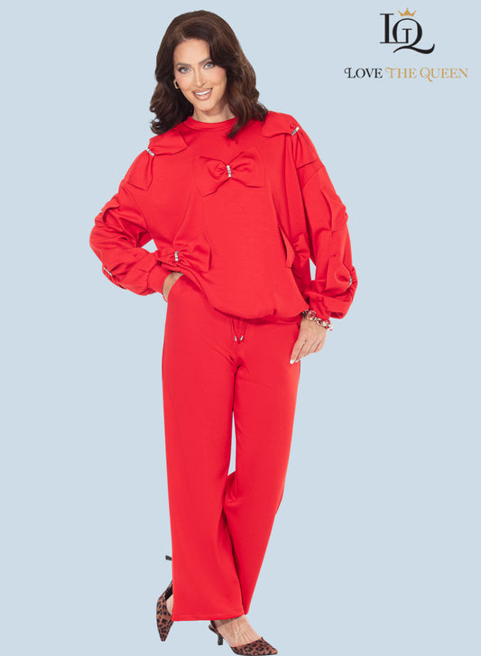 2pc. Top & Pant Set - Love The Queen. Style 17639