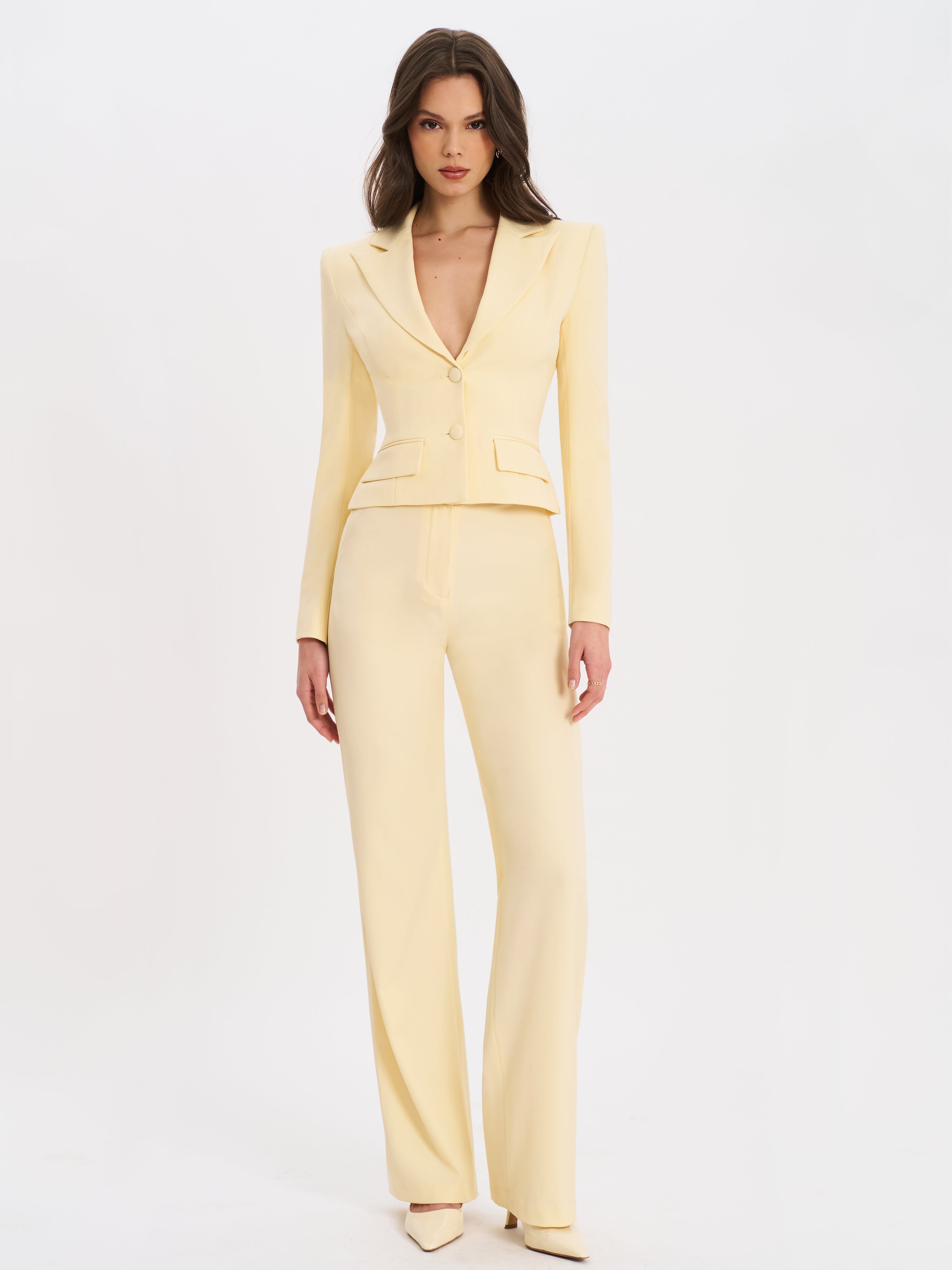 Quinnie Butter Yellow Slim Suit Pants