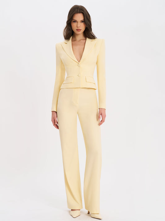 Quinnie Butter Yellow Slim Suit Pants