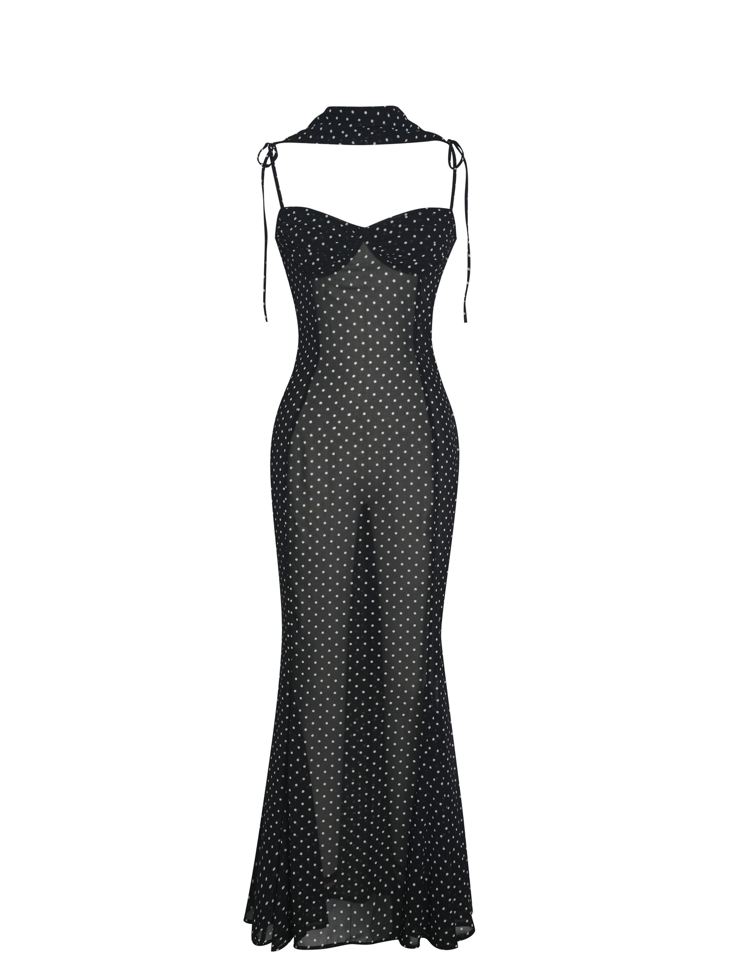 Yadira Black Base Polka Dot Chiffon Maxi Dress– Charlenes Boutique