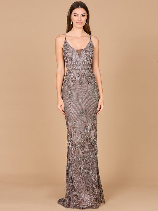 Sleeveless V-Neck Beaded Dress