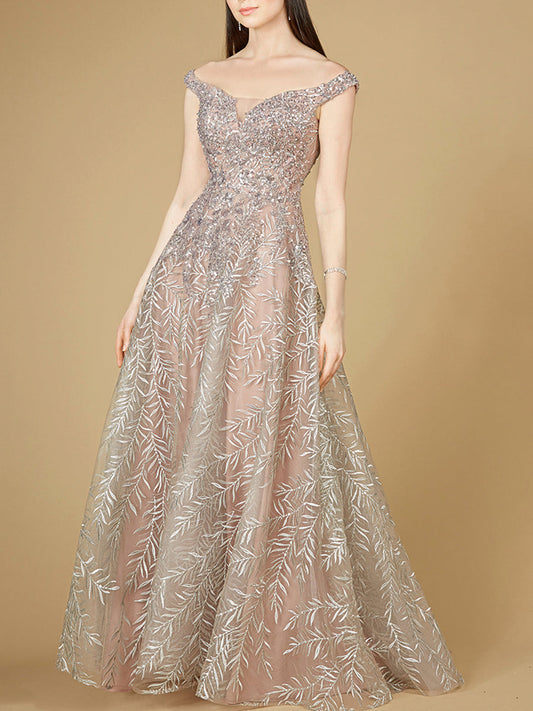 Elegant Off Shoulder Lace Ballgown