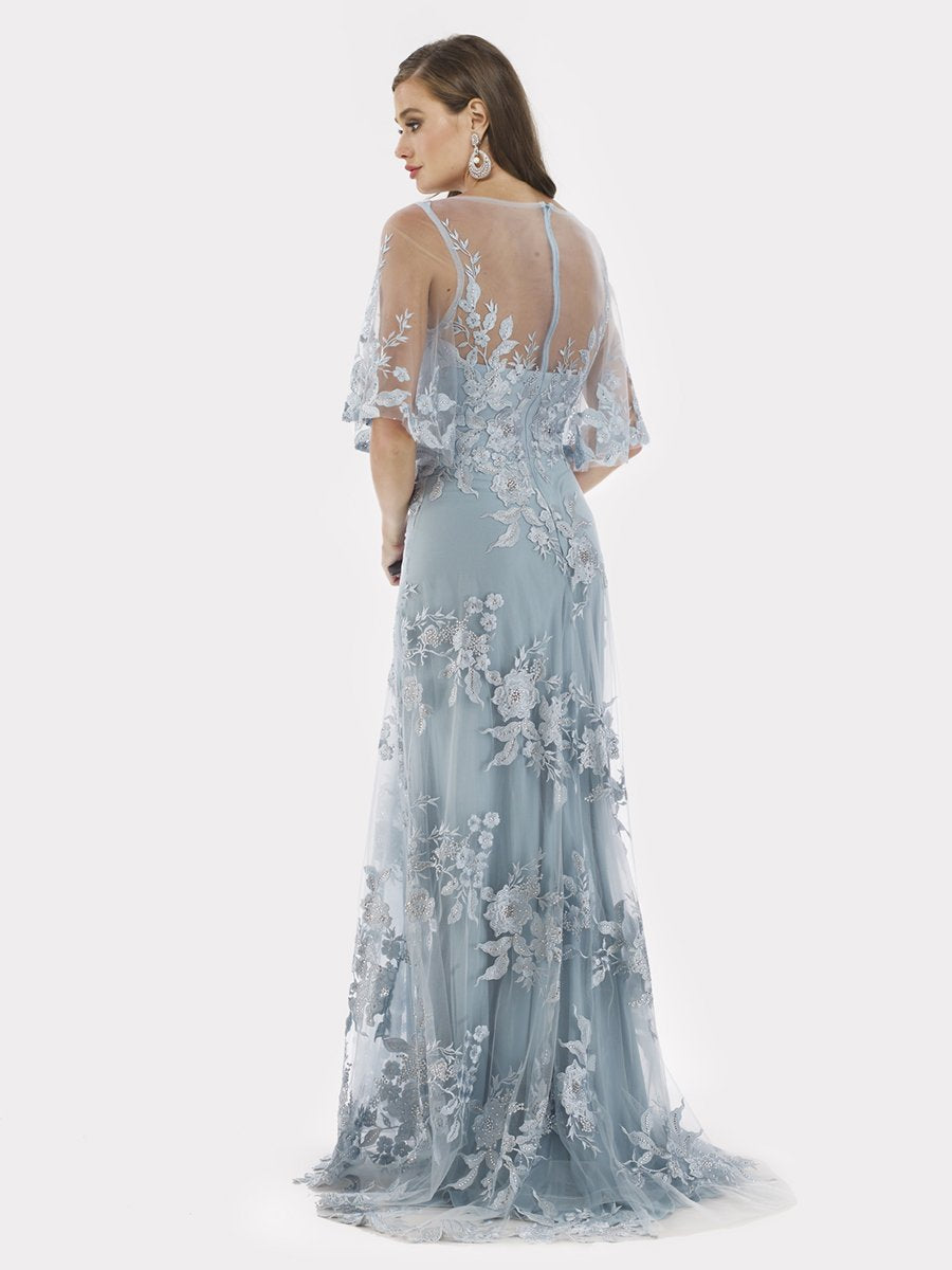 Cape Sleeves A-line Lace Gown