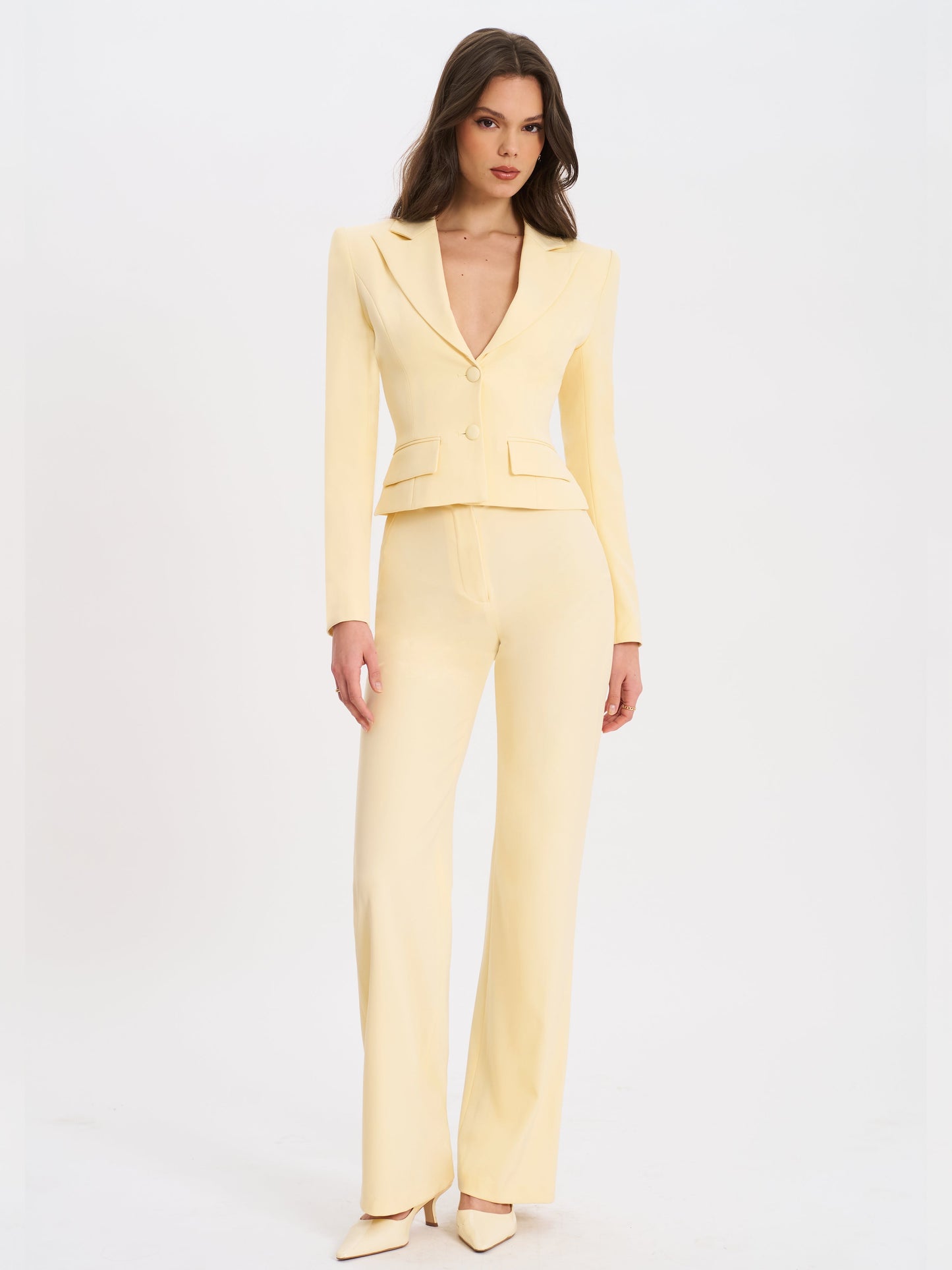 Quinnie Butter Yellow Slim Suit Pants