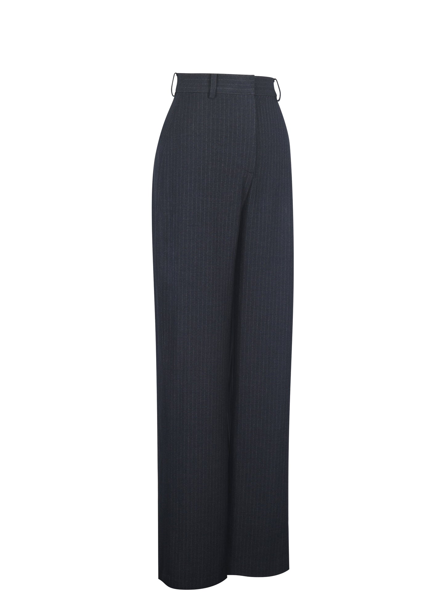 Quinnie Navy Striped High-Waisted Straight Leg Pants